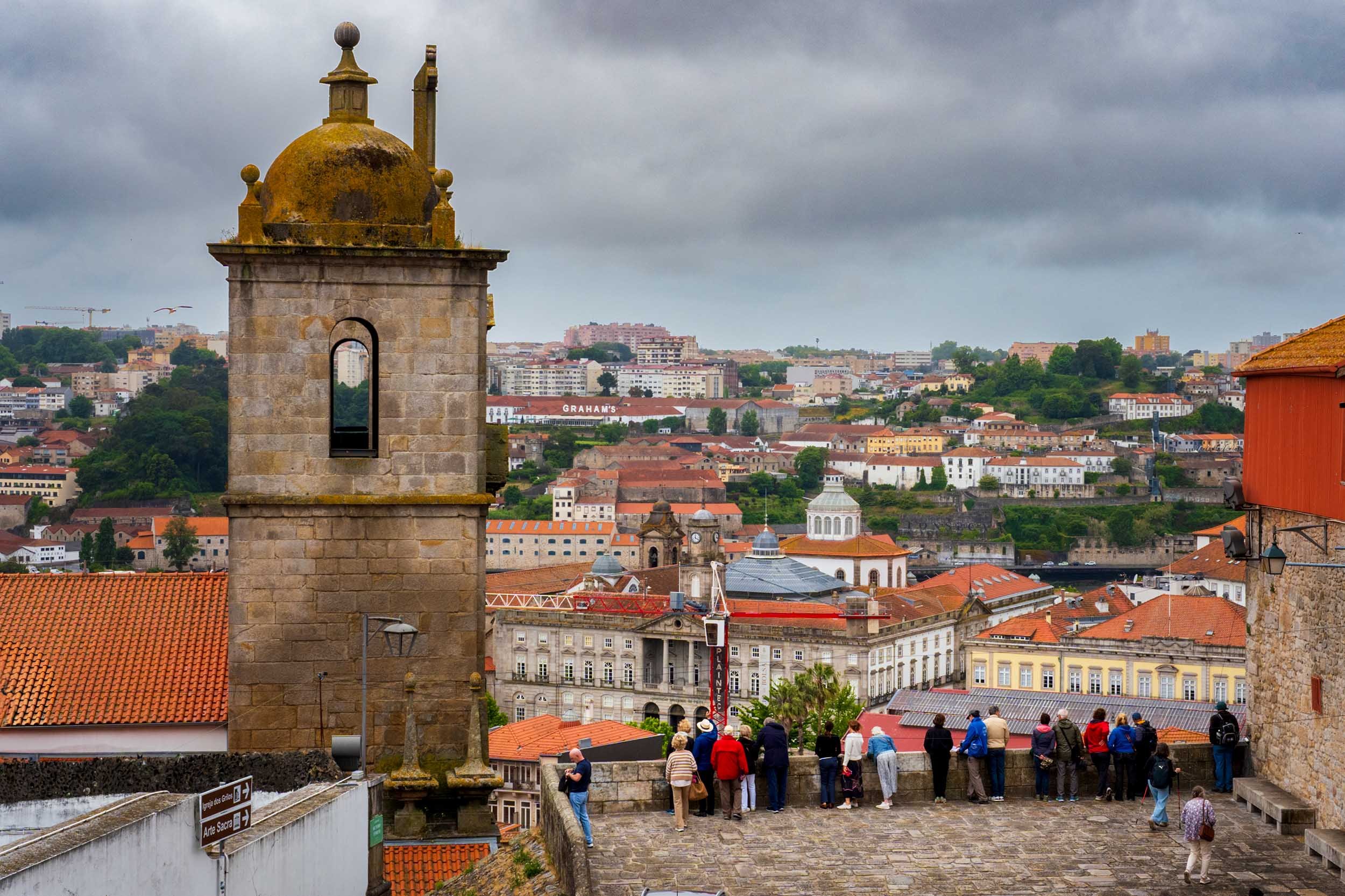 View of Vila Nova de Gaia skyline from Sé Cathedral terrace, Porto