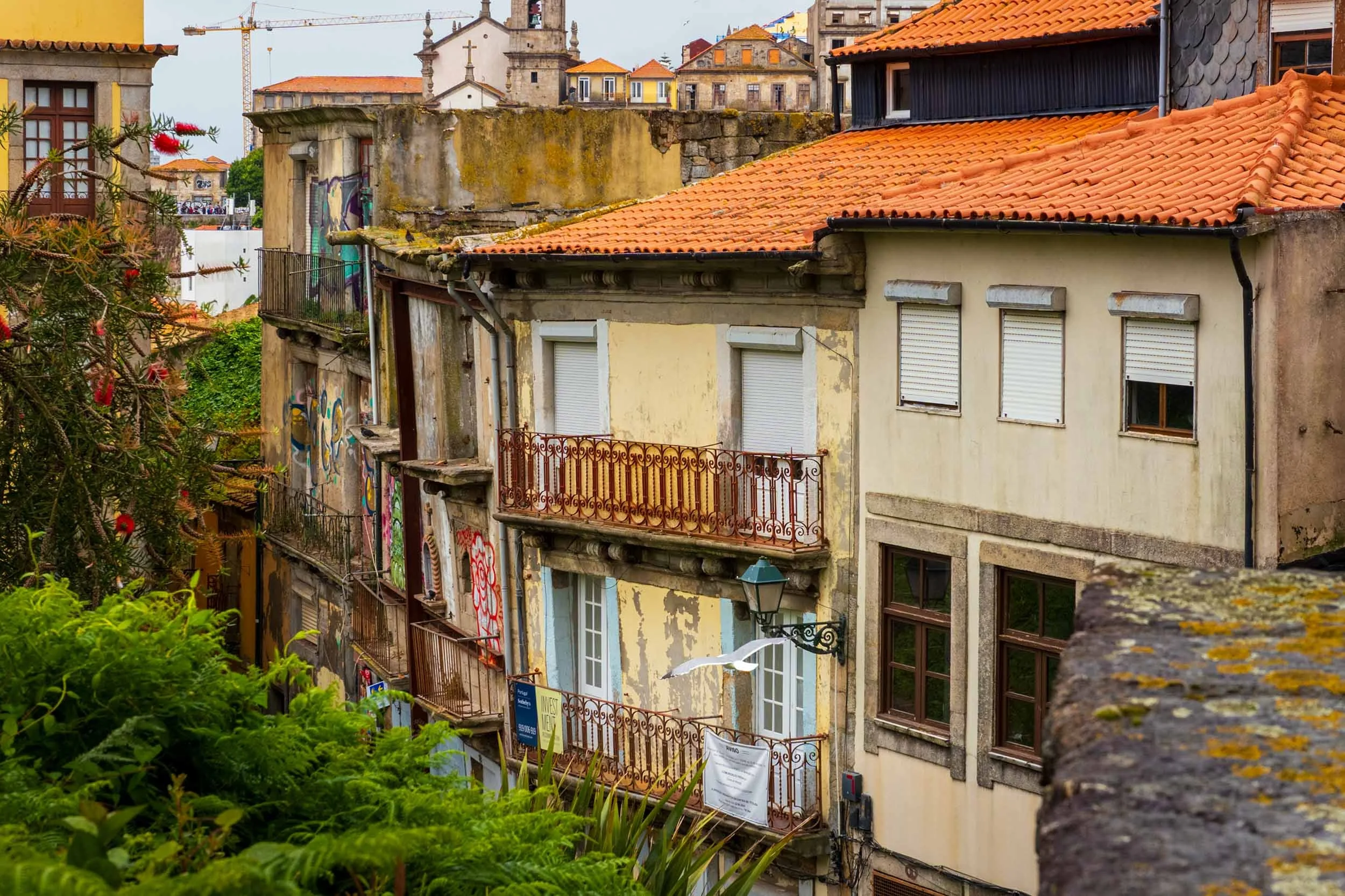 Colorful architecture in Porto's old town Ribeira district