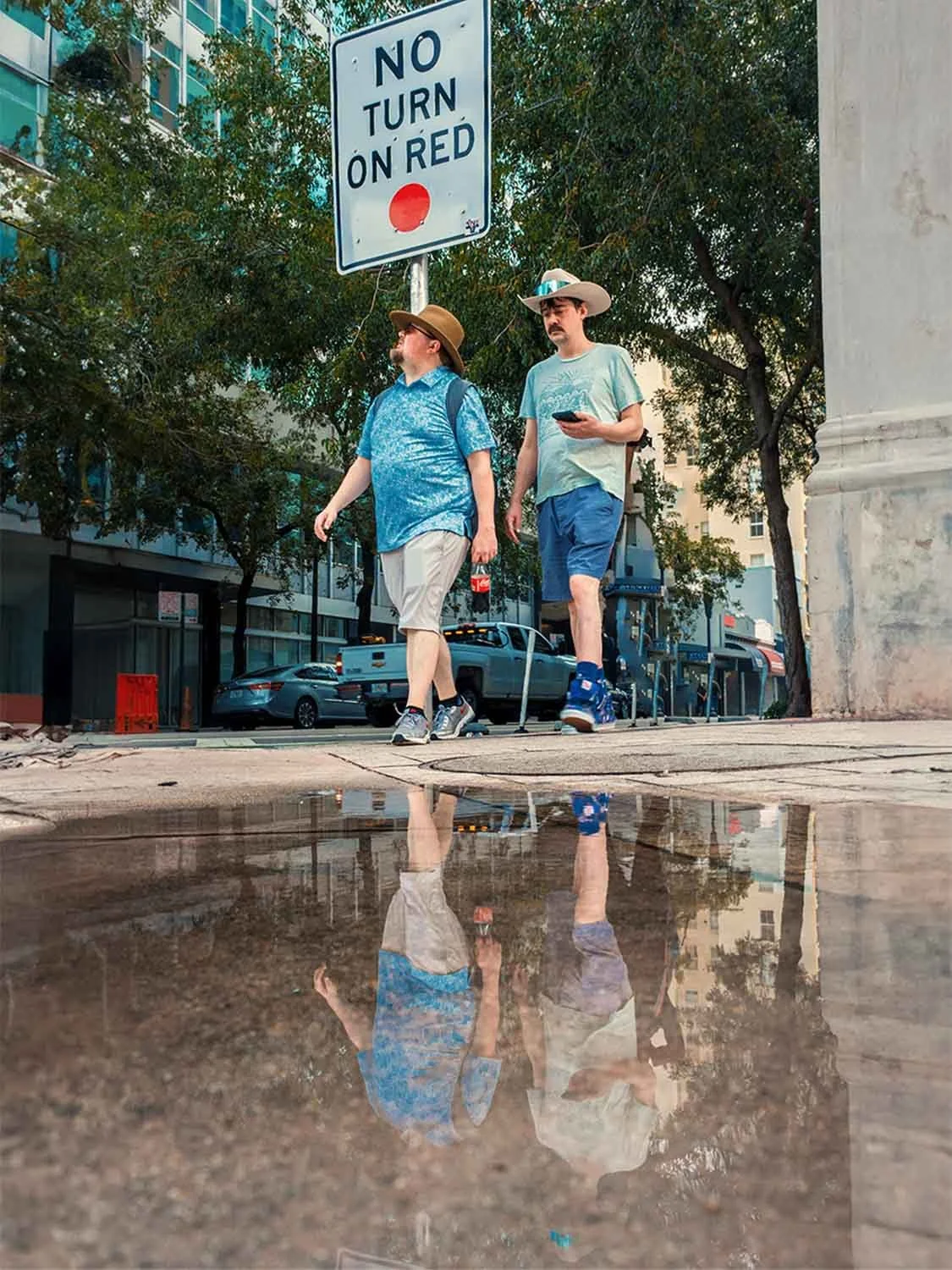 Tourists walking in downtown Miami