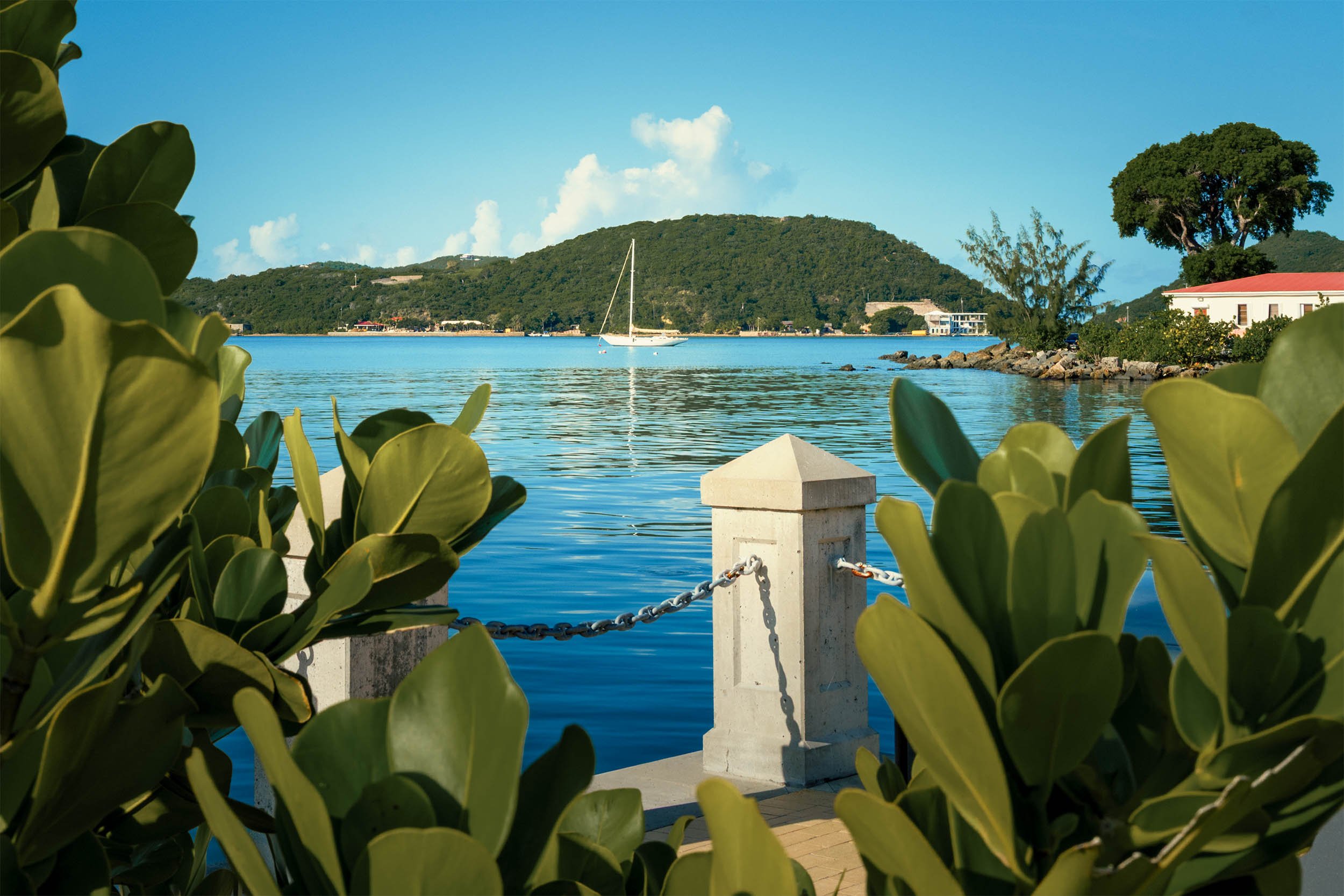 Sail boat off the shore in St Thomas USVI