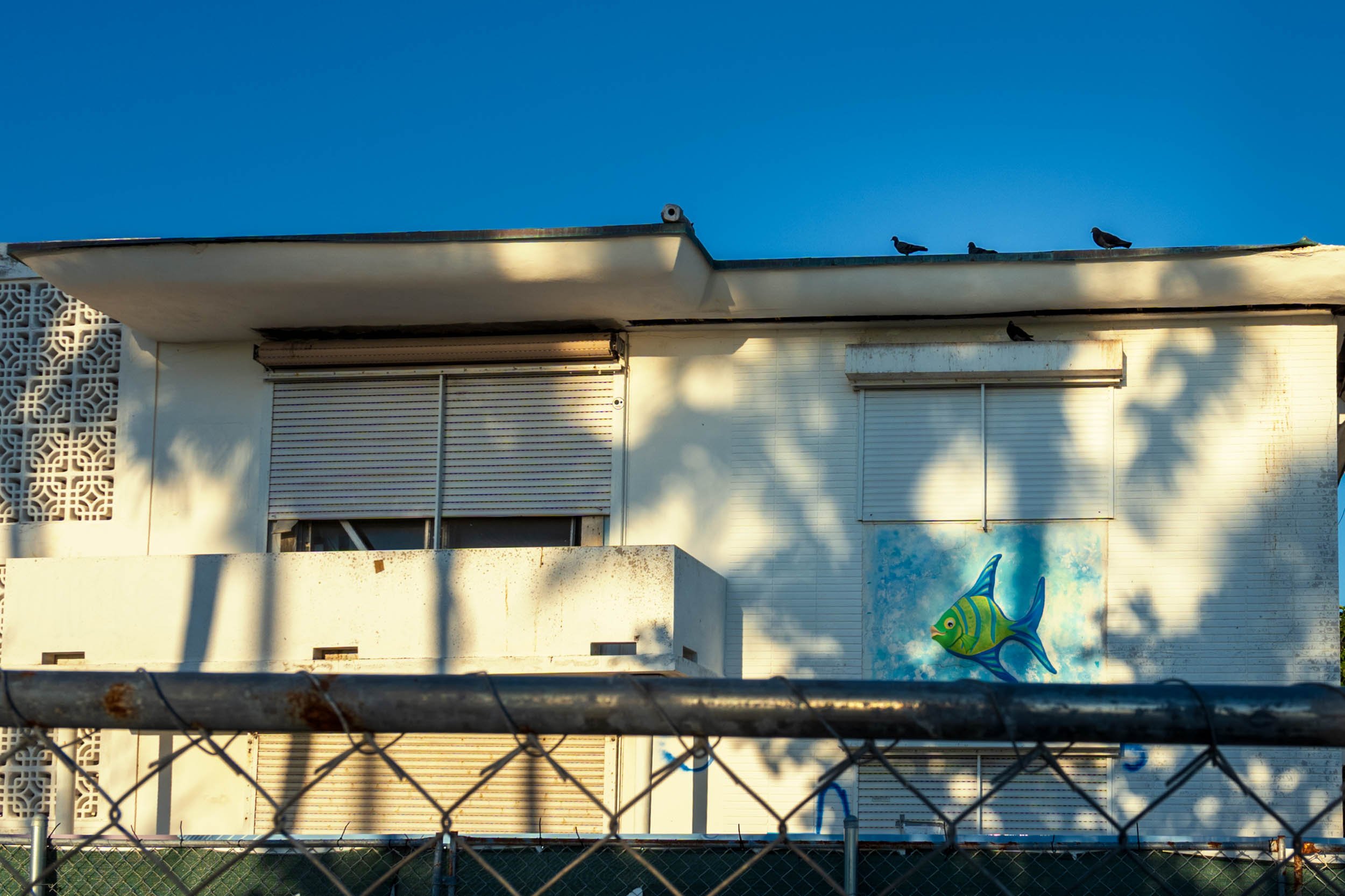 Breeze block screen wall on a MiMo hotel at 7400 Ocean Terrace, North Beach Miami