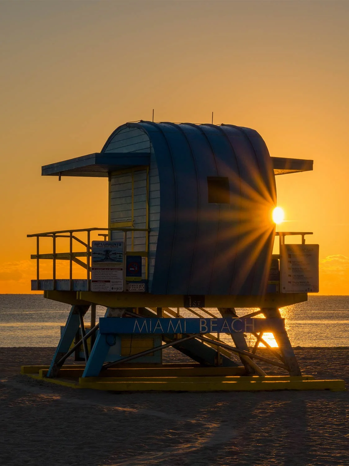 South Beach sunrise lifeguard tower Miami Beach Florida golden hour beach photography