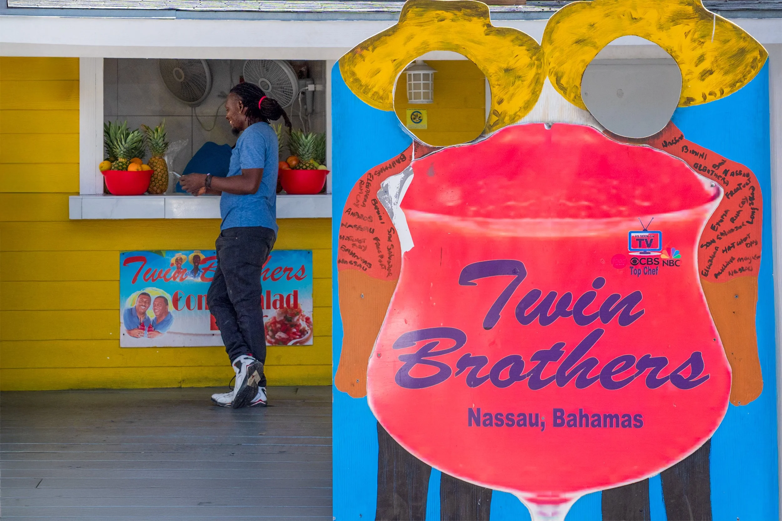 Twin Brothers Nassau Bahamas conch salad shack at Arawak Cay, featured on CBS NBC and Top Chef.