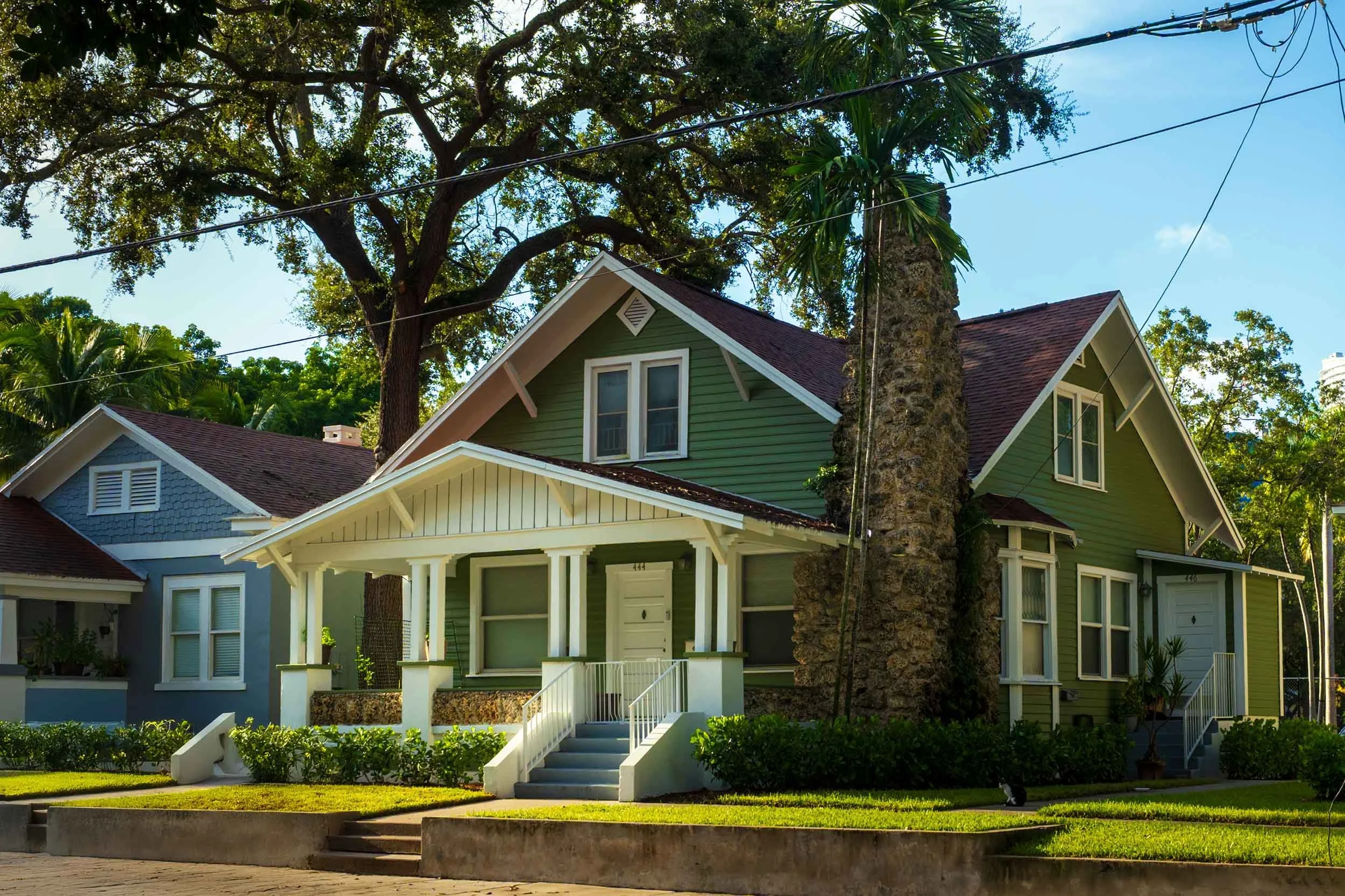 Craftsman-style bungalow porch in the historic district