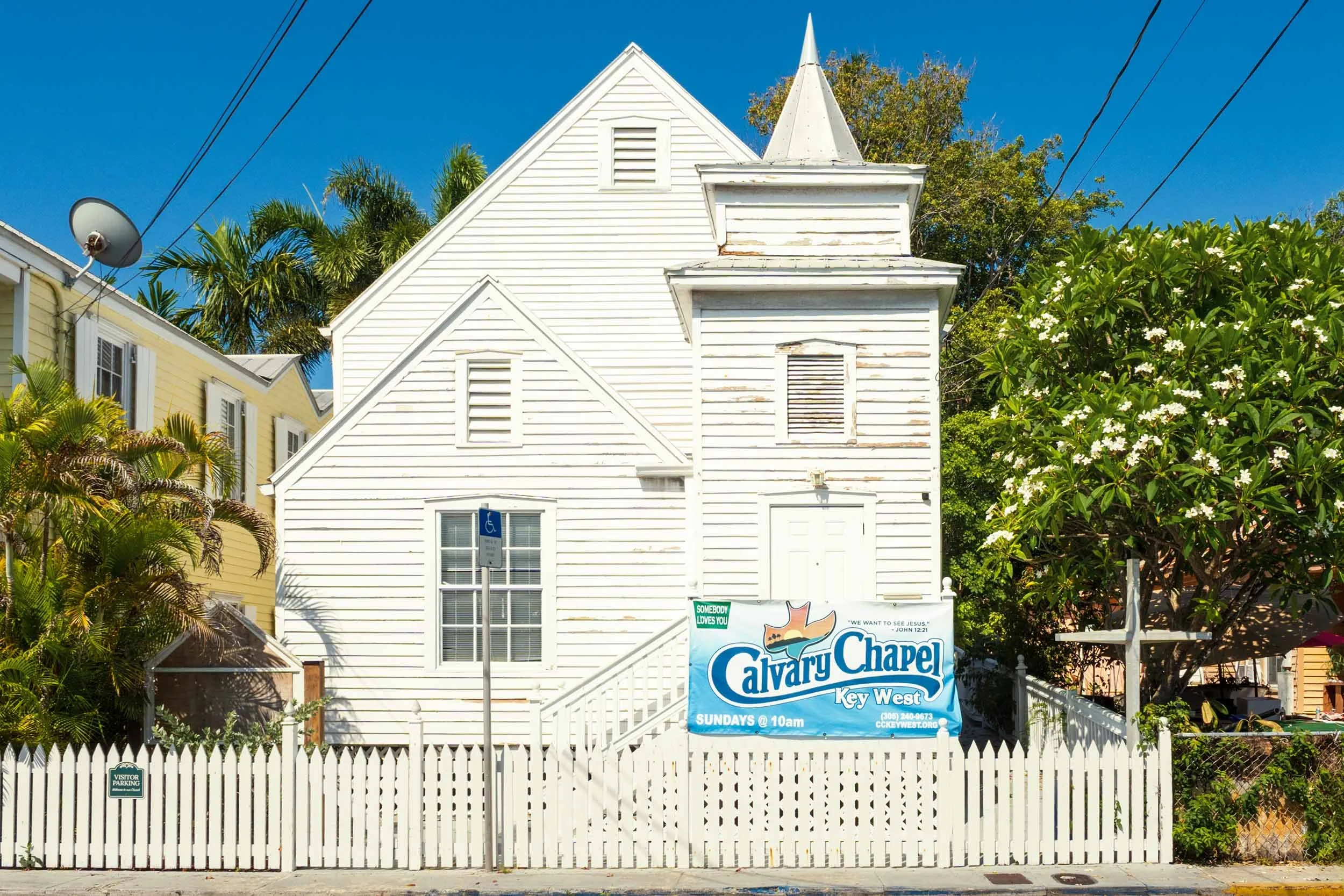 Calvary Chapel Key West Florida historic church building Sunday worship tropical neighborhood