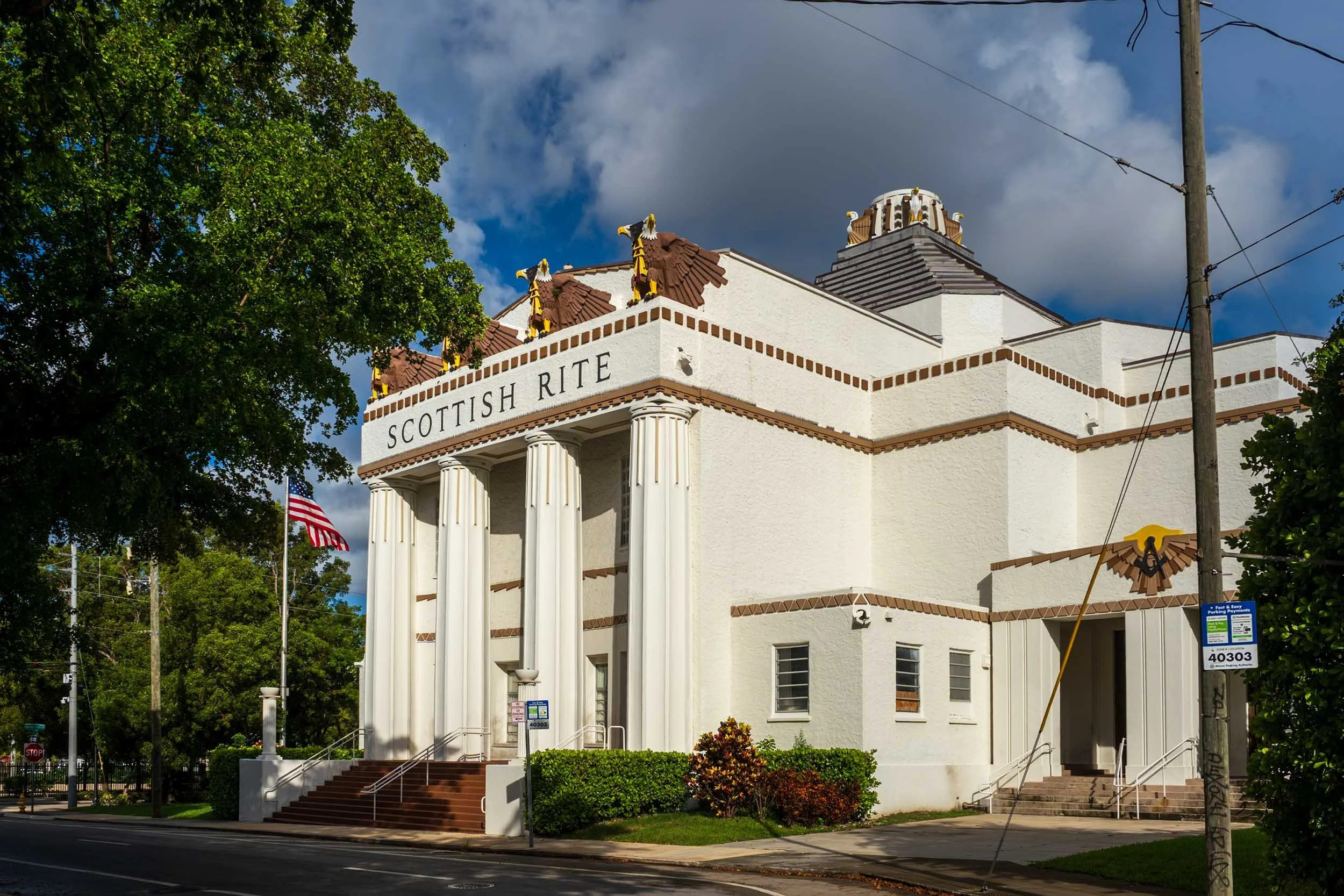 Street view of the Scottish Rite Temple, built in 1924