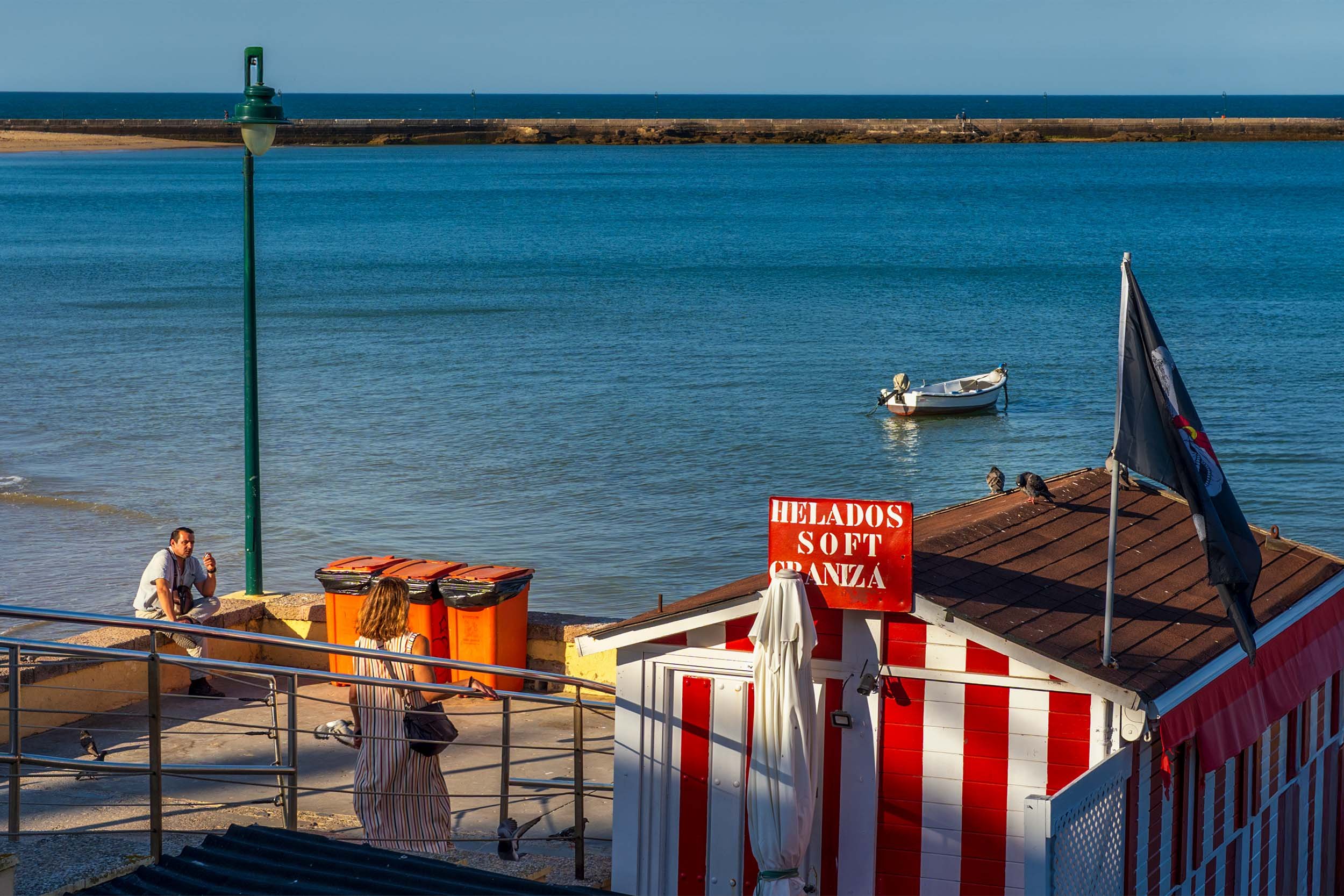Helados soft granizado beach kiosk Cadiz Spain seafront promenade ocean view travel destination