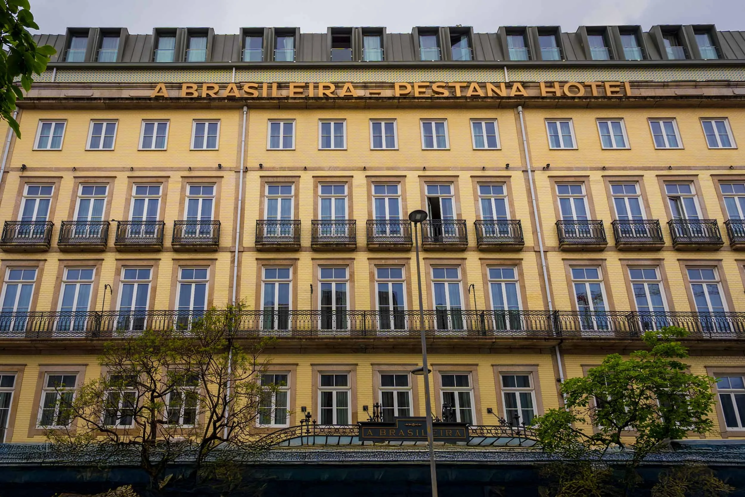 Facade of A Brasileira Pestana Hotel in Porto, Portugal