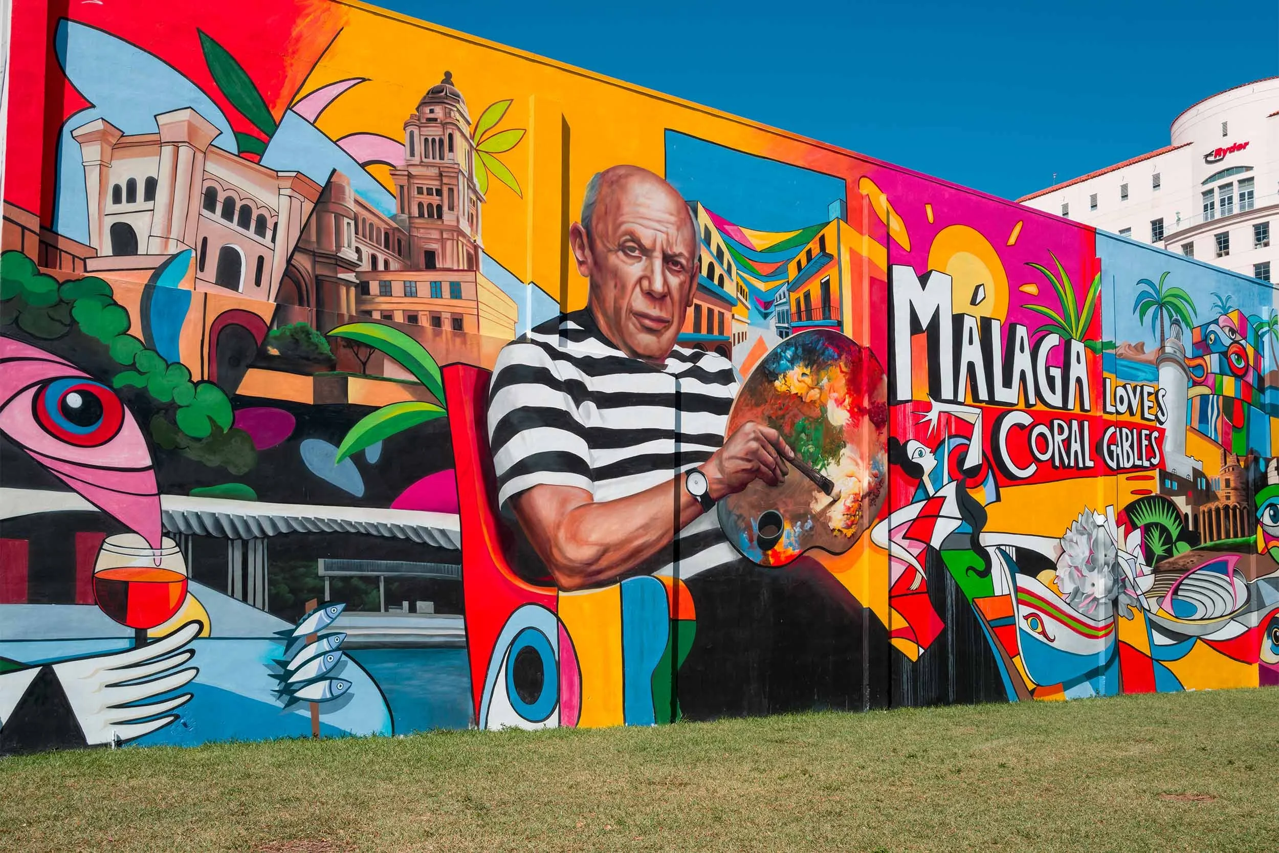 Colorful street mural on Miracle Mile in Coral Gables