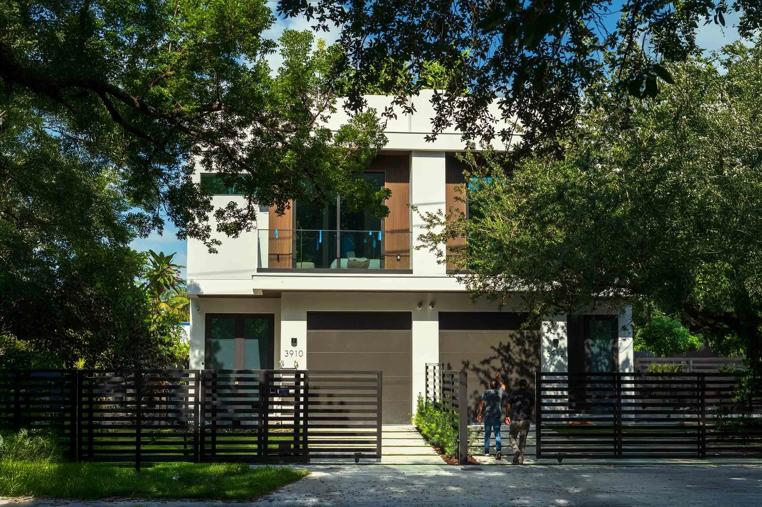 New two-story contemporary infill home under oak trees, Buena Vista Miami