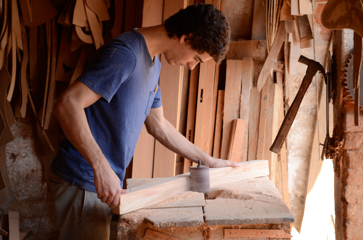 Gonzalo sanding some wood