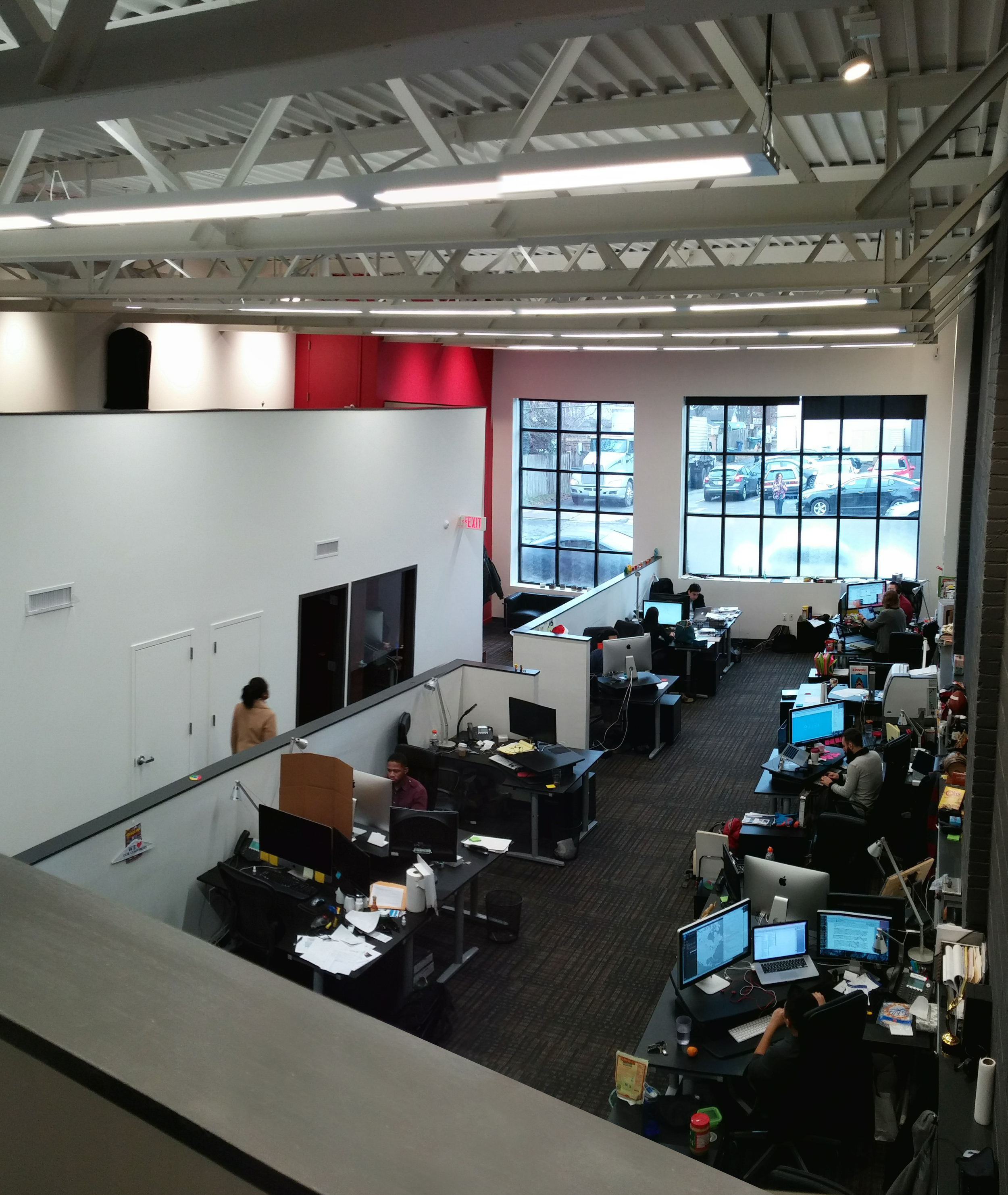 View of entry and workspace from mezzanine