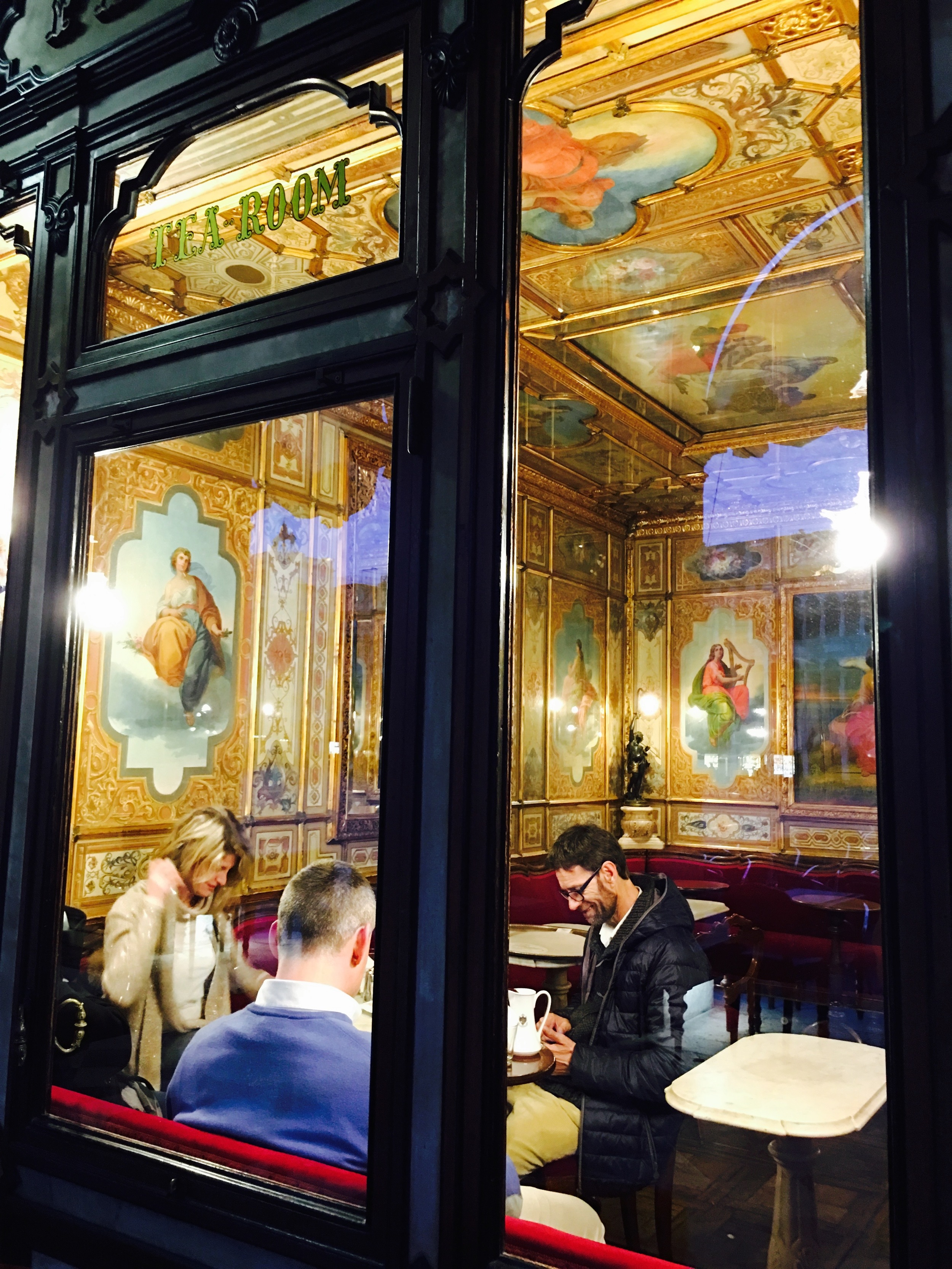  Gloriously expensive coffees and biscuits at the Cafe Florian. I humbly submit the idea that history can be made wherever you are; assuming you are capable of it. Momentous acts don’t need the angel dust of history to anoint it. That aside, the food
