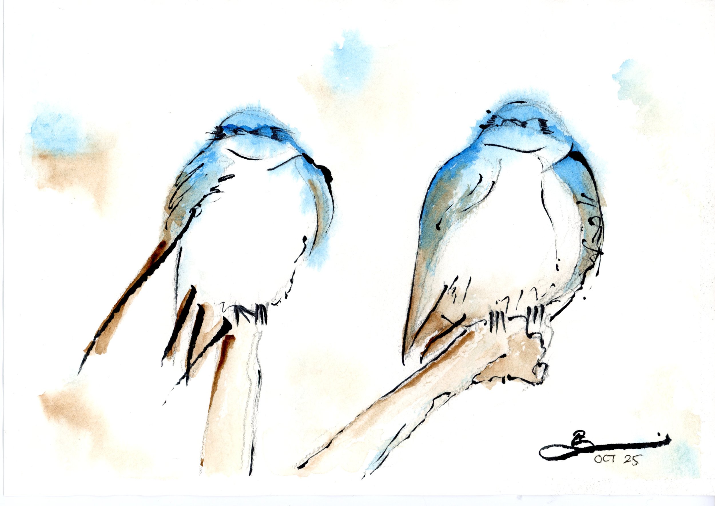 Art Deco Birds: Pair of Tree Swallows #3