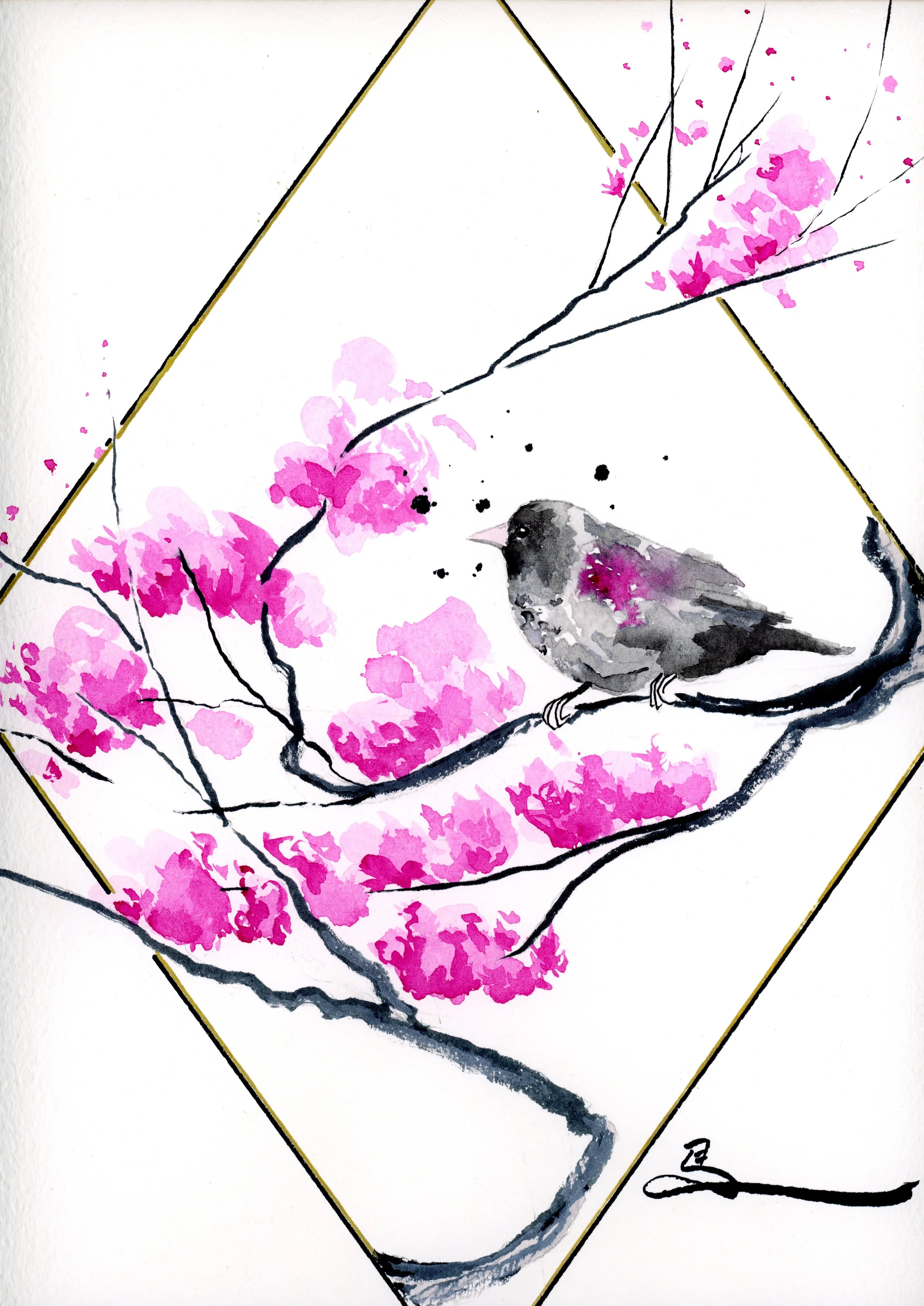 Art Deco Birds: Red Winged Blackbird
