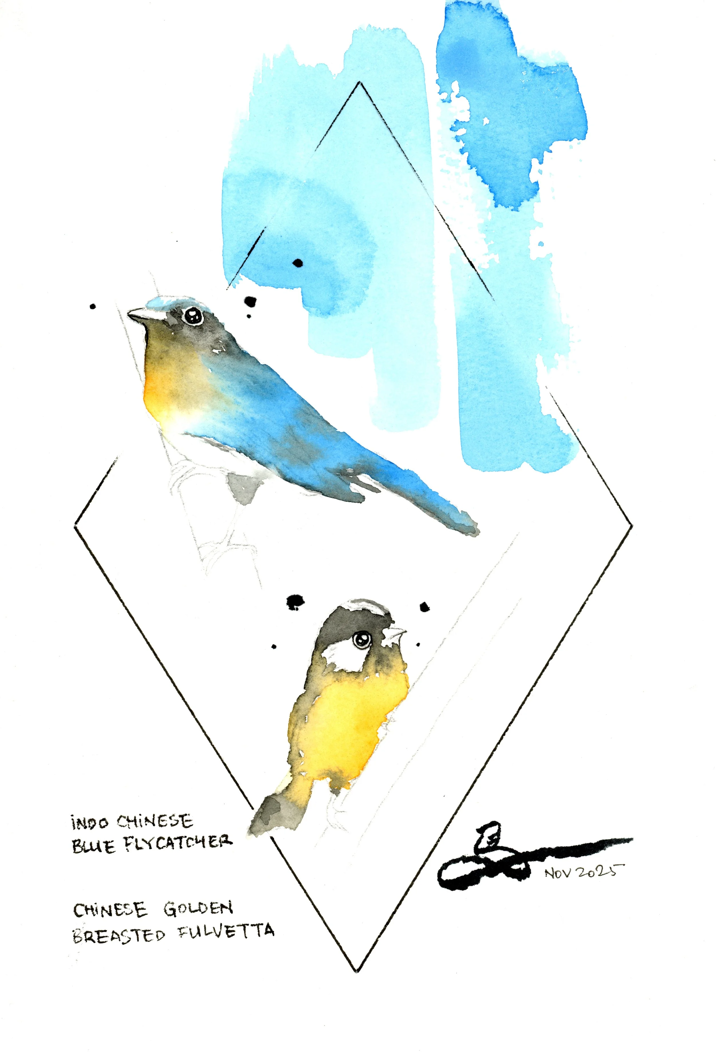 Art Deco Birds: Golden Pair