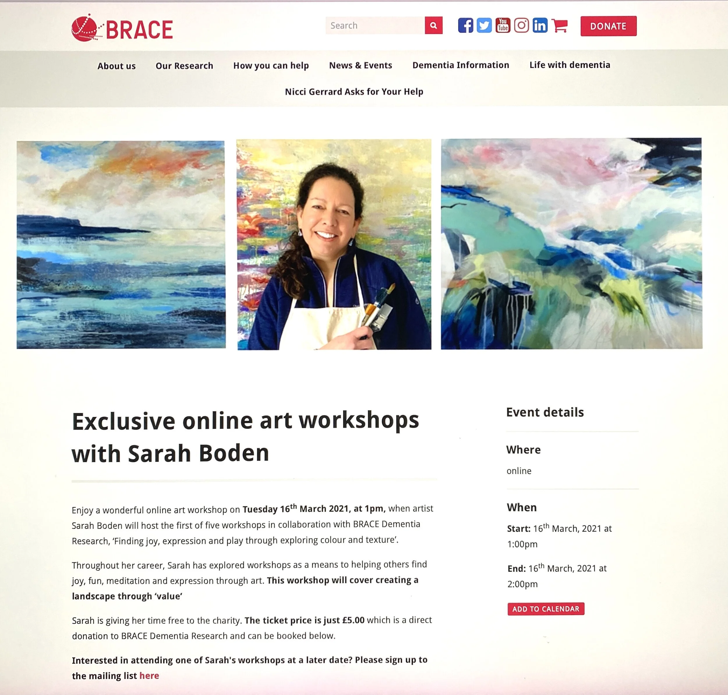 Workshops for BRACE Alzheimer's Research.