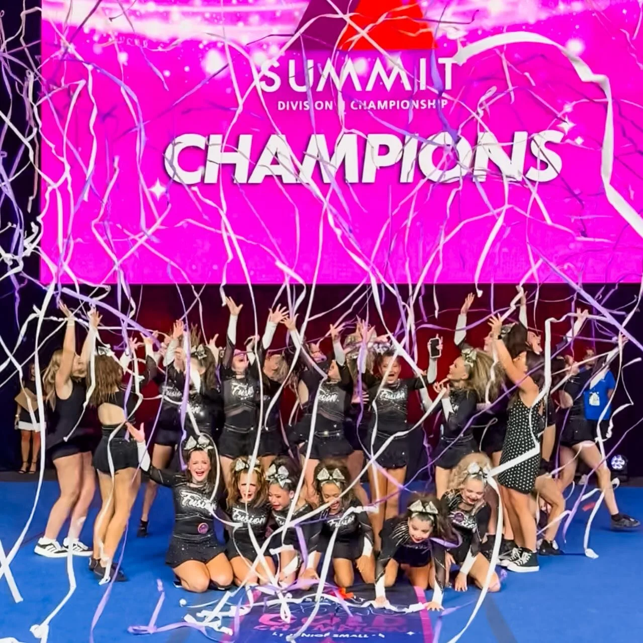 Your JUNIOR SMALL LEVEL 1 SUMMIT CHAMPS&hellip; FUSION RECON!!! We are SO INCREDIBLY PROUD of this team!!!! Ahhhhhh!!!! Bringing home Fusions FIRST SUMMIT CHAMPIONSHIP!!! AHHHHHHHH!!!! #fusionswag #fusionrecon #summit2026 #LOVEisinourgym
