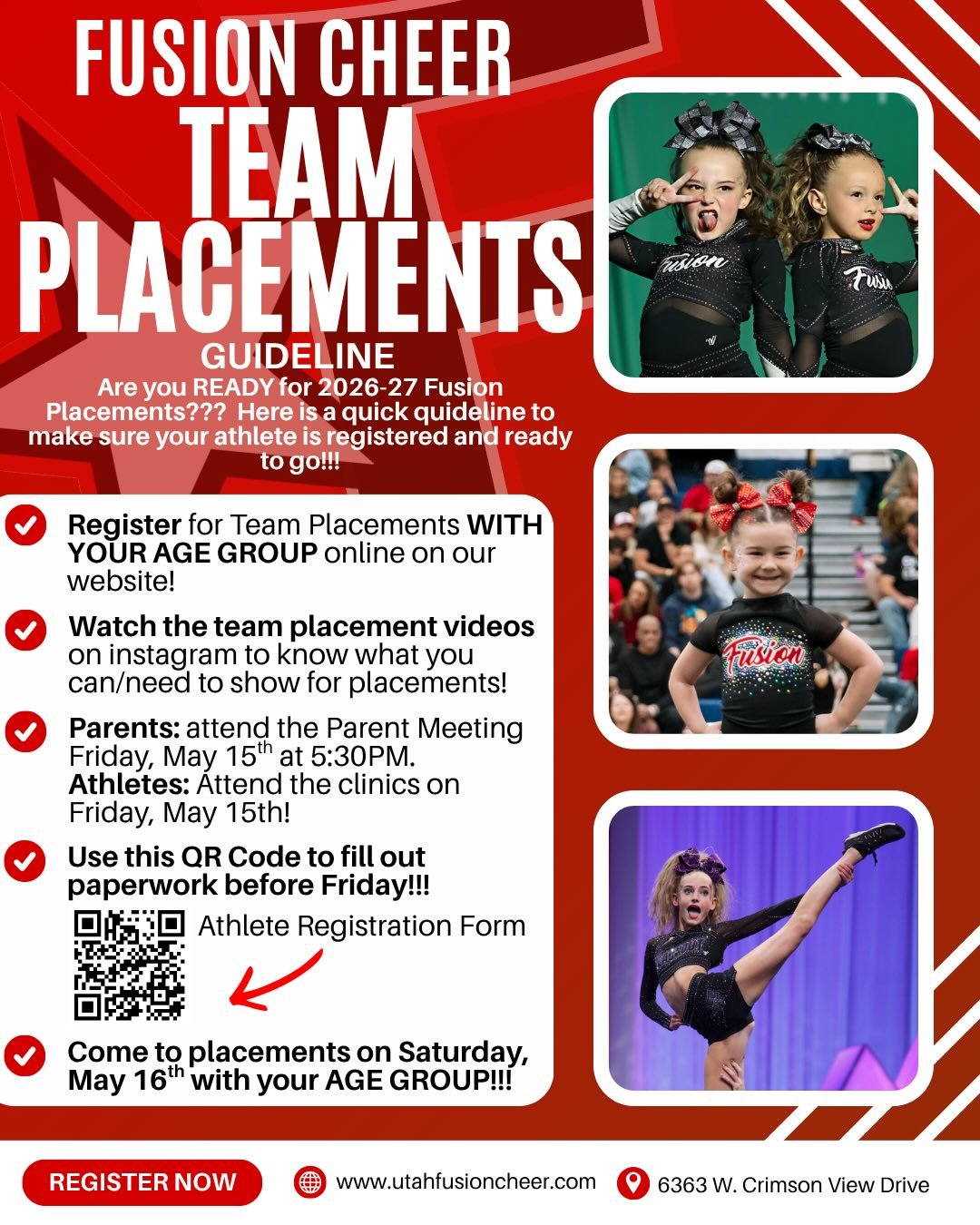 Who is EXCITED for TEAM PLACEMENTS this weekend!?!? We CANNOT WAIT!!! Make sure you are ready, have your questions answered, and set your expectations!!!! Let&rsquo;s go SEASON 20!!! #fusionswag