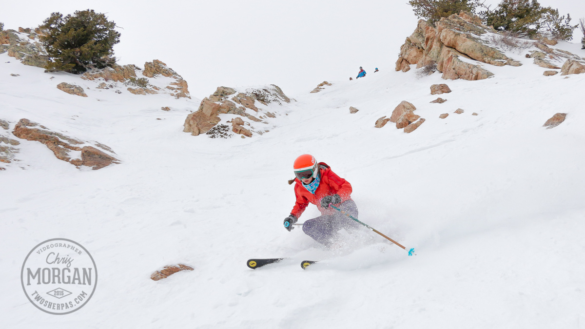 SKILOGIK Ambassador Emma Morgan leading the way off of the Mount Allen Tram.