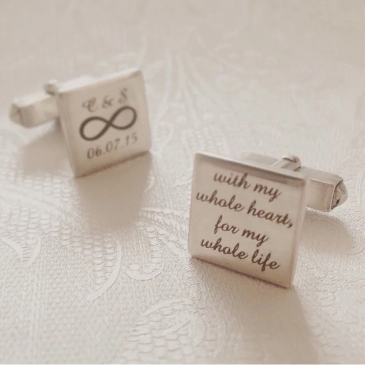 Laser engraved wedding Cufflink from the bride to the groom