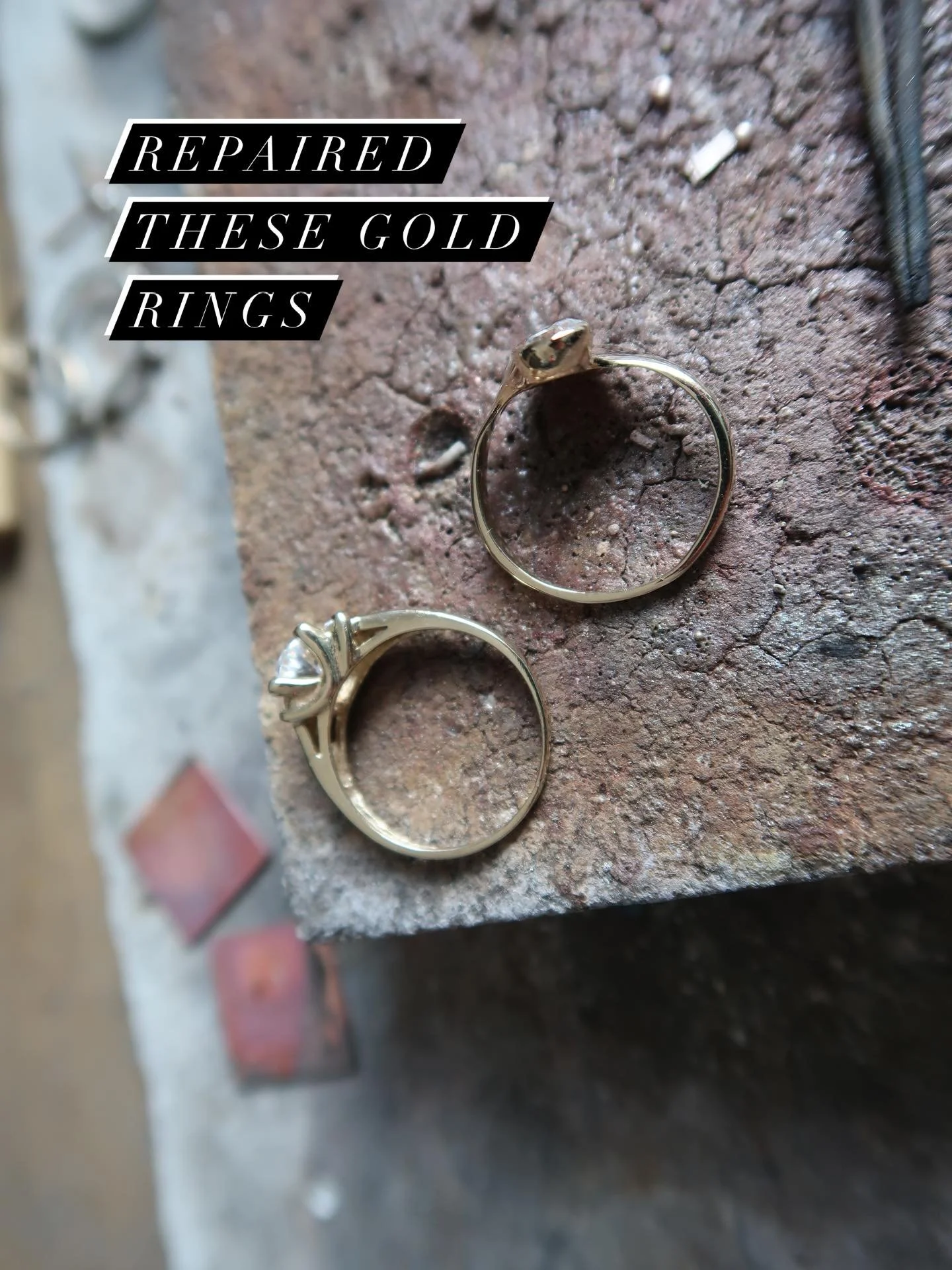 Repaired this customers gold rings where they had split at the back