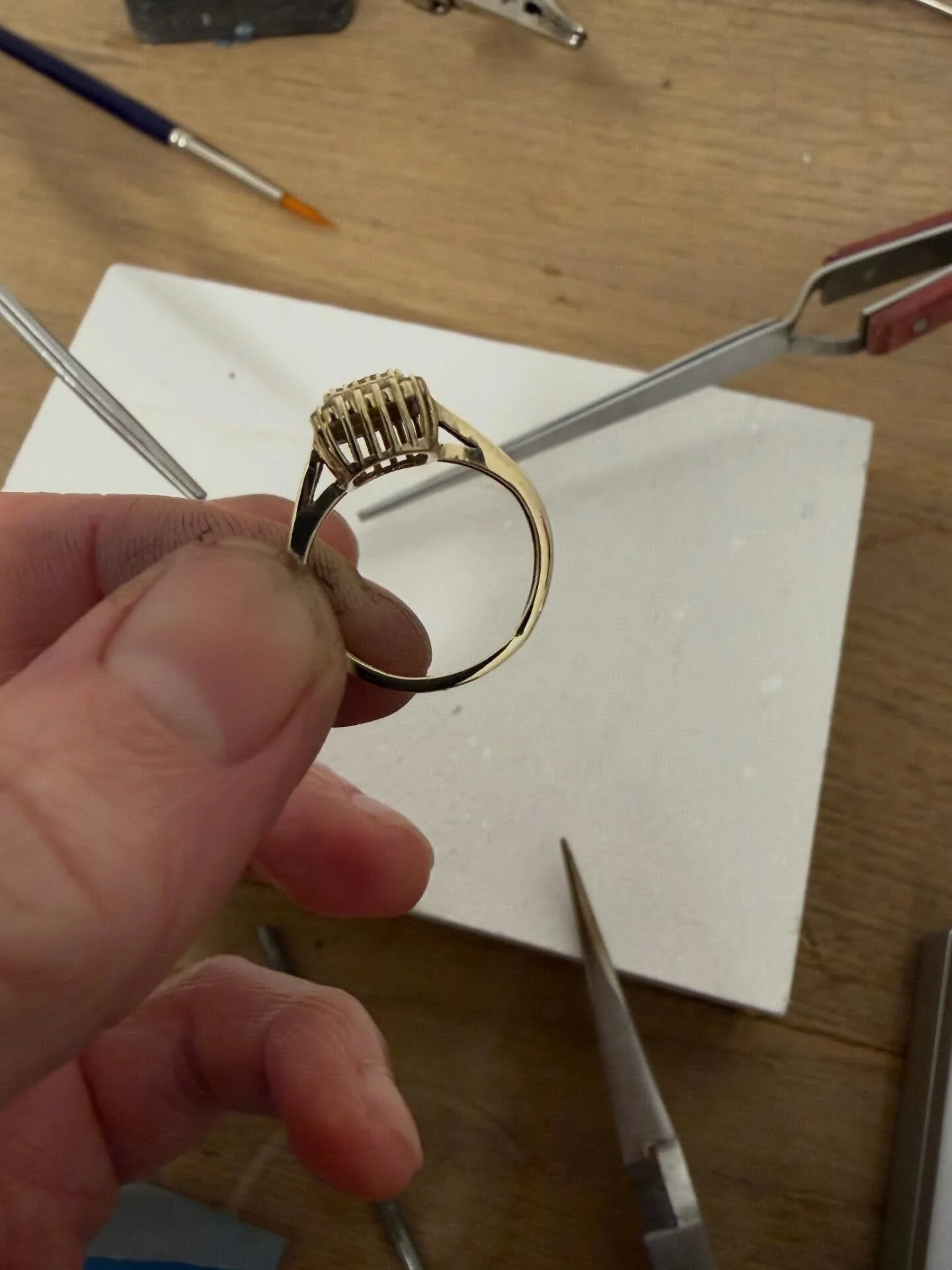 Gold ring re-size: I reduced the ring to make it 6 sizes smaller, this is quite a few sizes as usually you would go up or down just a couple of sizes. It was also a bit of a tricky as the ring was hollow on the inside but these are actually my favour