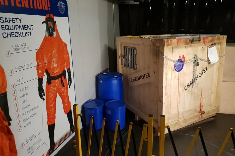 A very dangerous box. Working in the Mesozoic is not all that easy. Image: Darren Naish.