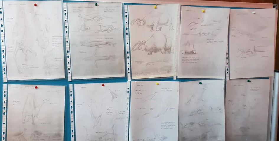 Original sketches, by Dougal, of creatures illustrated for After Man . The animals were then re-illustrated by various other artists. (c) Dougal Dixon. Image: Darren Naish.