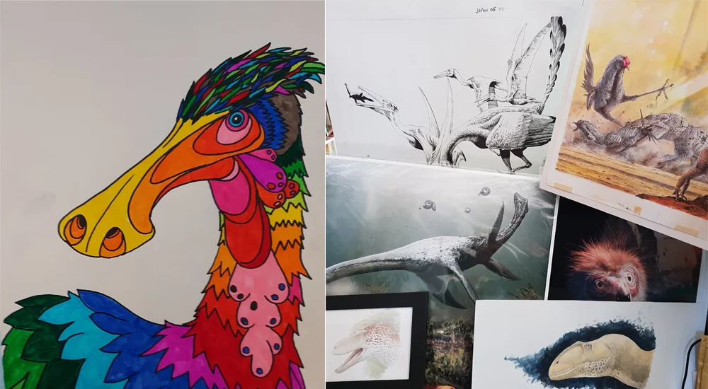 A huge quantity of palaeoart was both on show at TetZooCon 2018, and available for sale. Part of my personal haul from the meeting is shown at right. More on palaeoart below. Images: Darren Naish.