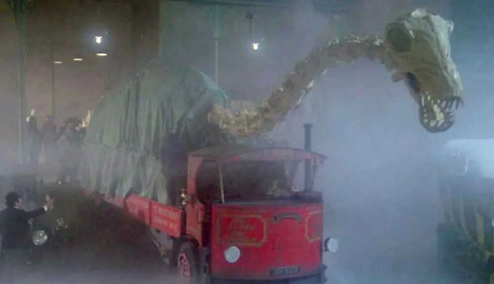 A scene from One Of Our Dinosaurs Is Missing . Yup, that skeleton looks familiar. These days it’s funny to think that it’s meant to be one and the same as Dippy of NHM London fame, and that it ended its life a long time ago, in a galaxy far, far away. Image: IMDB.