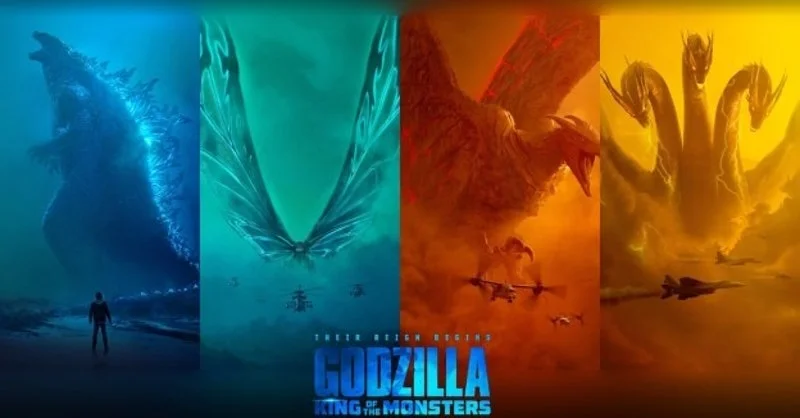 Montage of the main monsters - re-branded as titans for this movie - starring in Godzilla: King of the Monsters . Image: (c) Film Music Central ( original here ).