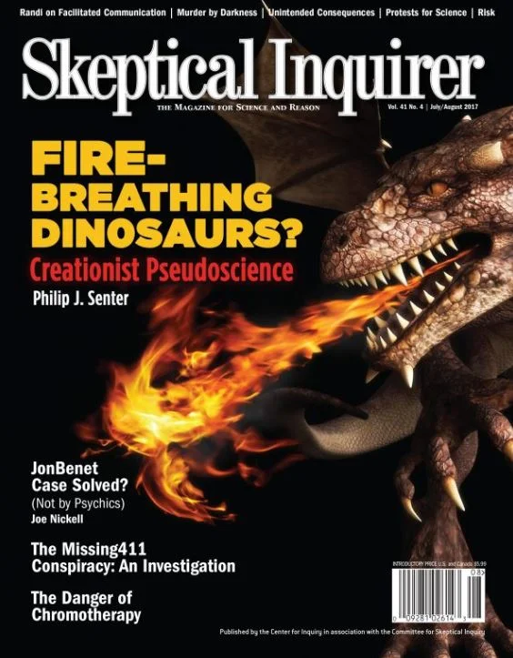 The book reviewed here is not the first time Senter has written about the ‘fire-breathing dinosaurs’ idea. Image: (c) Skeptical Inquirer.