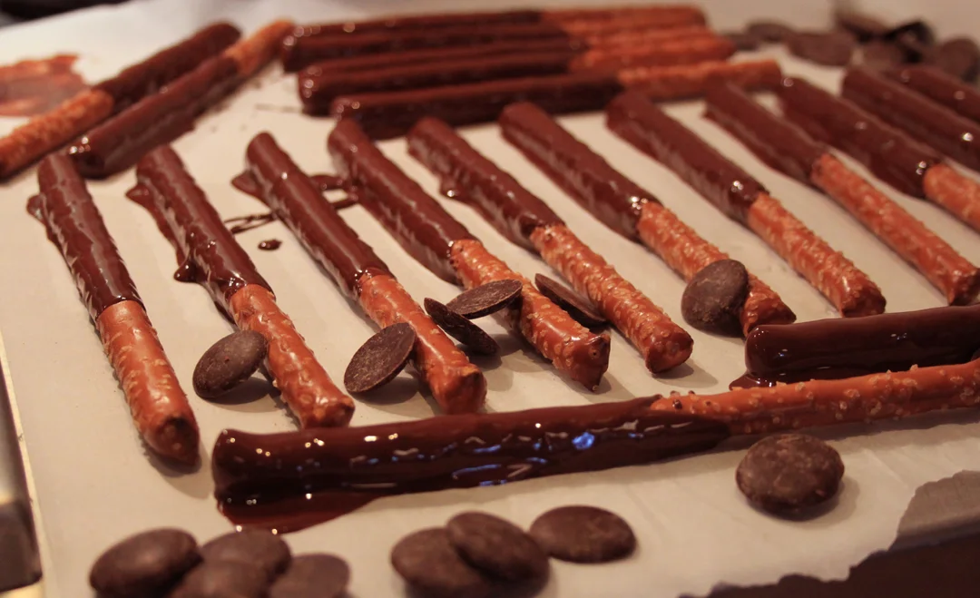 Dark Chocolate covered pretzels. A perfect flavor combination for dipping into caramel.