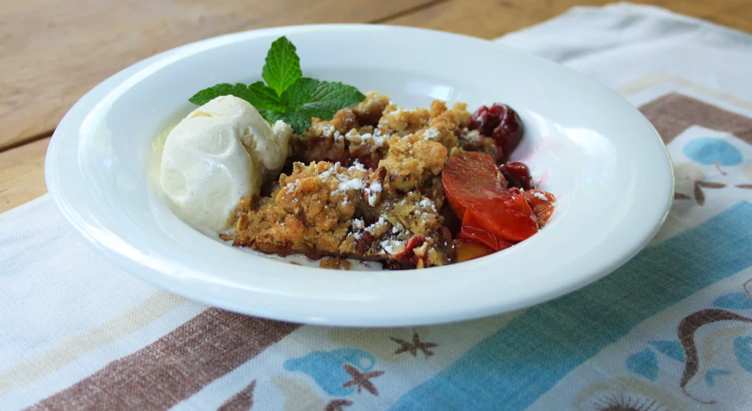 Peach and Cherry Crisp