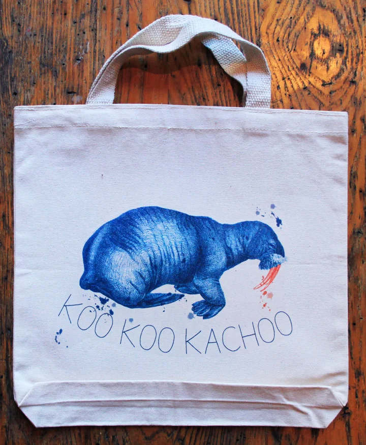 Koo Koo Kachoo Canvas Tote Bag with Walrus