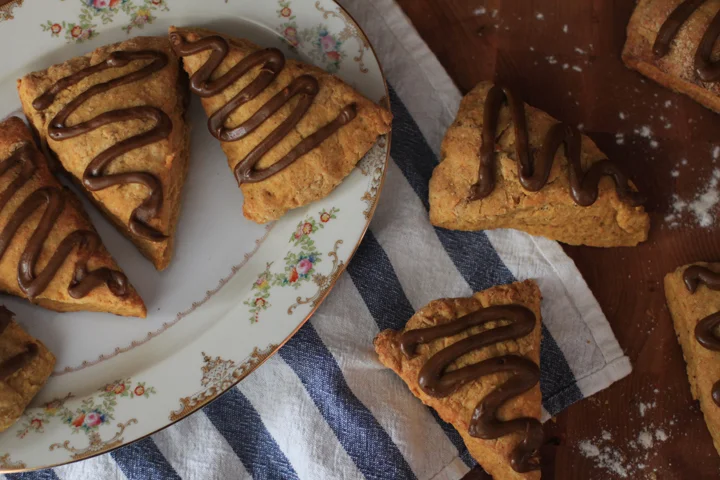 Pumpkin Scones with a Molasses Glaze