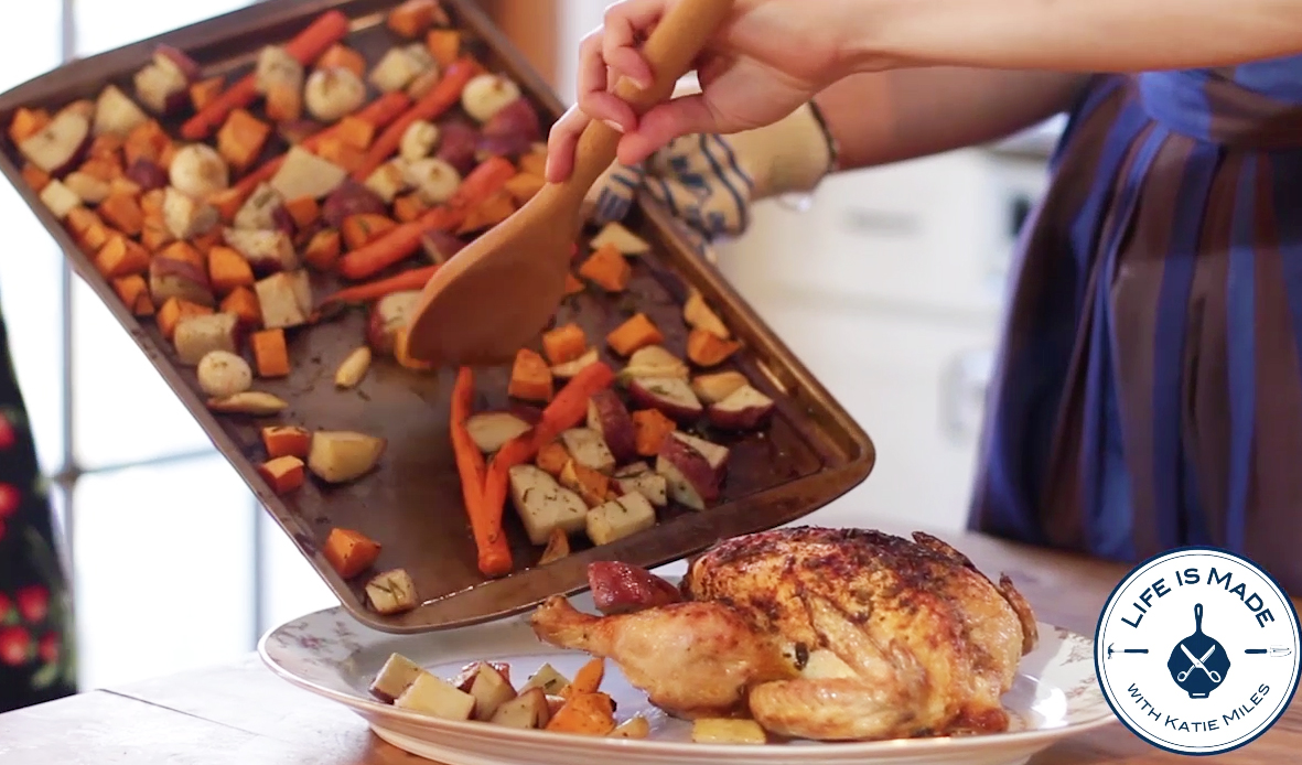 How to Make a Cast Iron Roasted Chicken and Roasted Vegetables // With Video // Life is Made with Katie Miles // www.lifeismadeblog.com