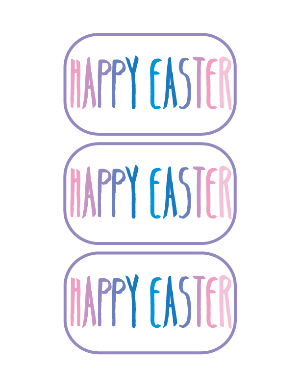 Printable "Happy Easter" Sticker. Use the link above to download for printing on the Avery Sticker Project Paper.