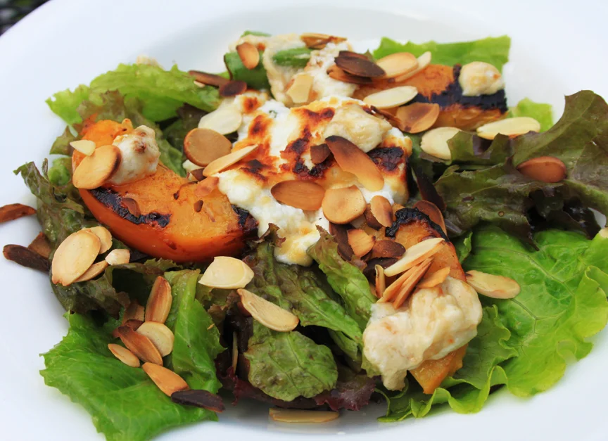 Grilled Peach and Toasted Almond Salad Recipe // Life is Made with Katie Miles // www.lifeismade.com