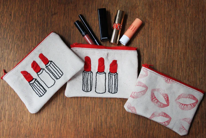 How to Make an Embroidered Lipstick Pouch // Life is Made with Katie Miles // www.lifeismade.com