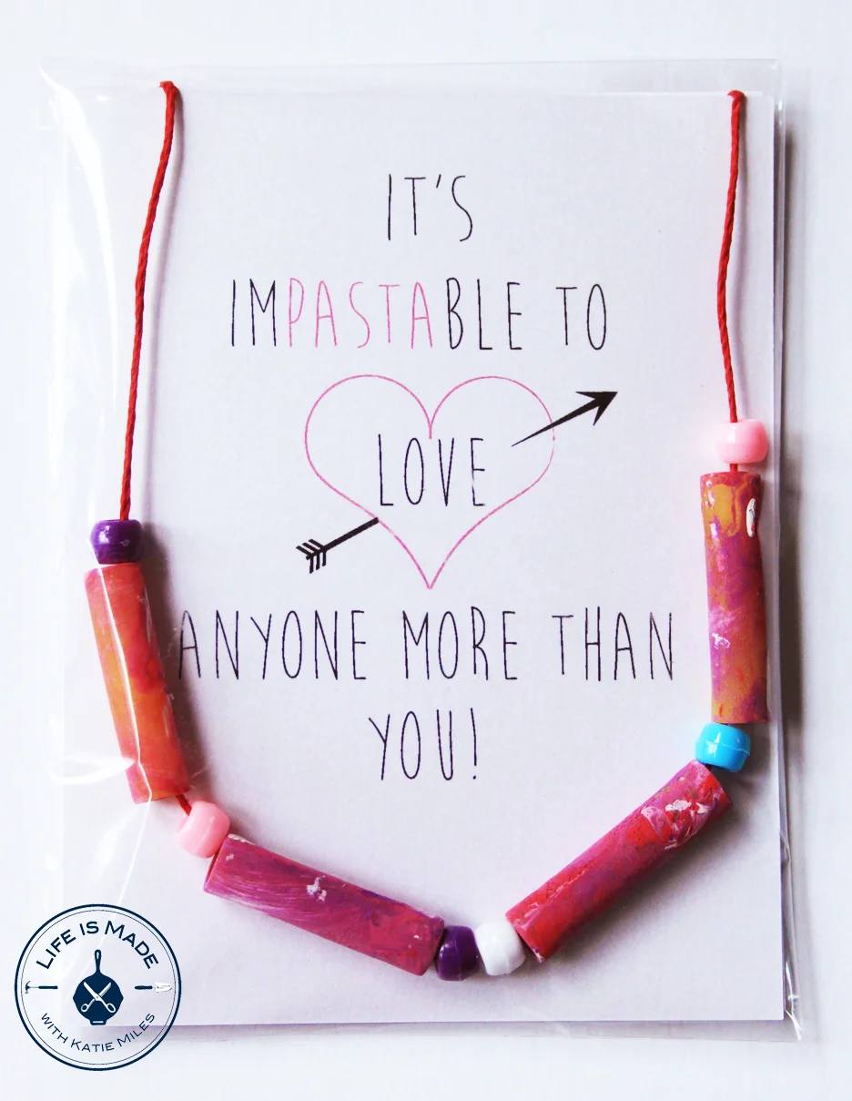 How to Make Pasta Necklace Valentines - A Fun Craft to do with Toddlers and Kids // Life is Made with Katie Miles // www.lifeismade.com
