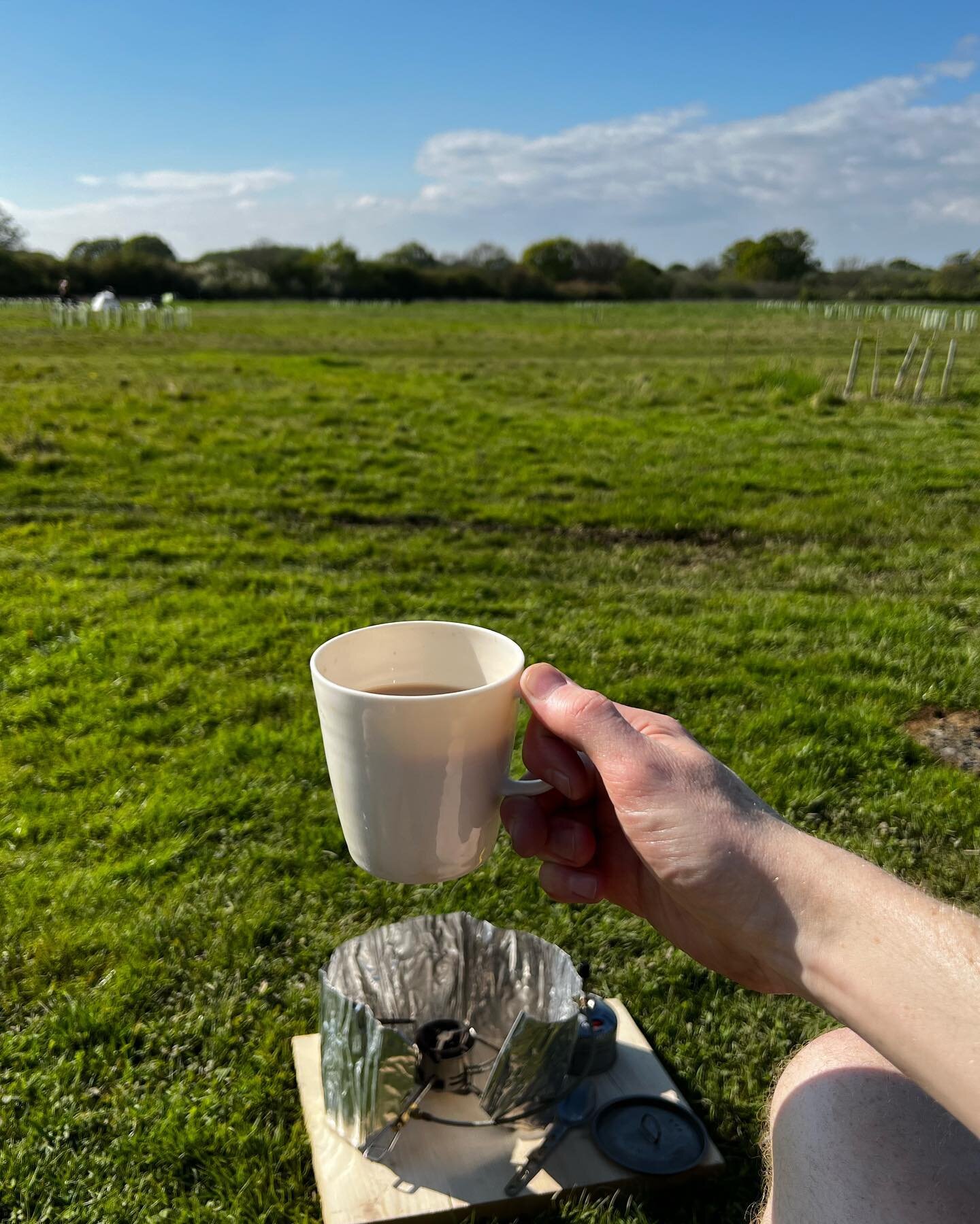 Out of town for a couple of days camping at @kneppwilding 🌳🌿 starting off with a tea in the sun in a lovely and translucent porcelain mug ☕️