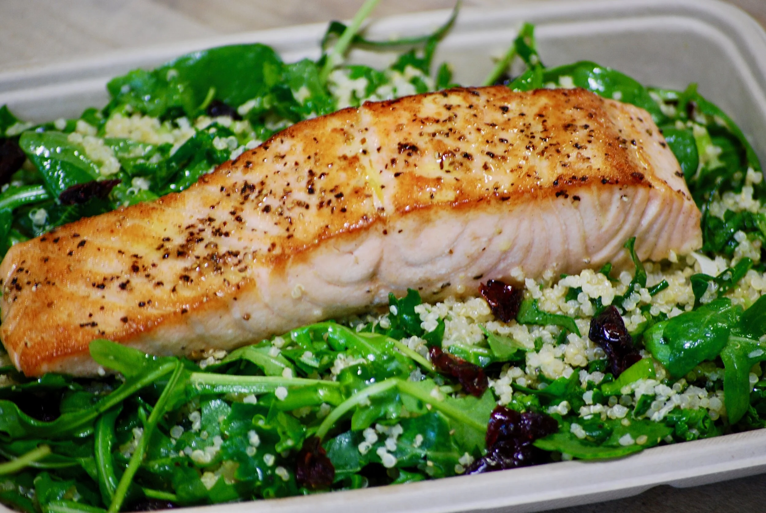 Salmon over Quinoa Salad