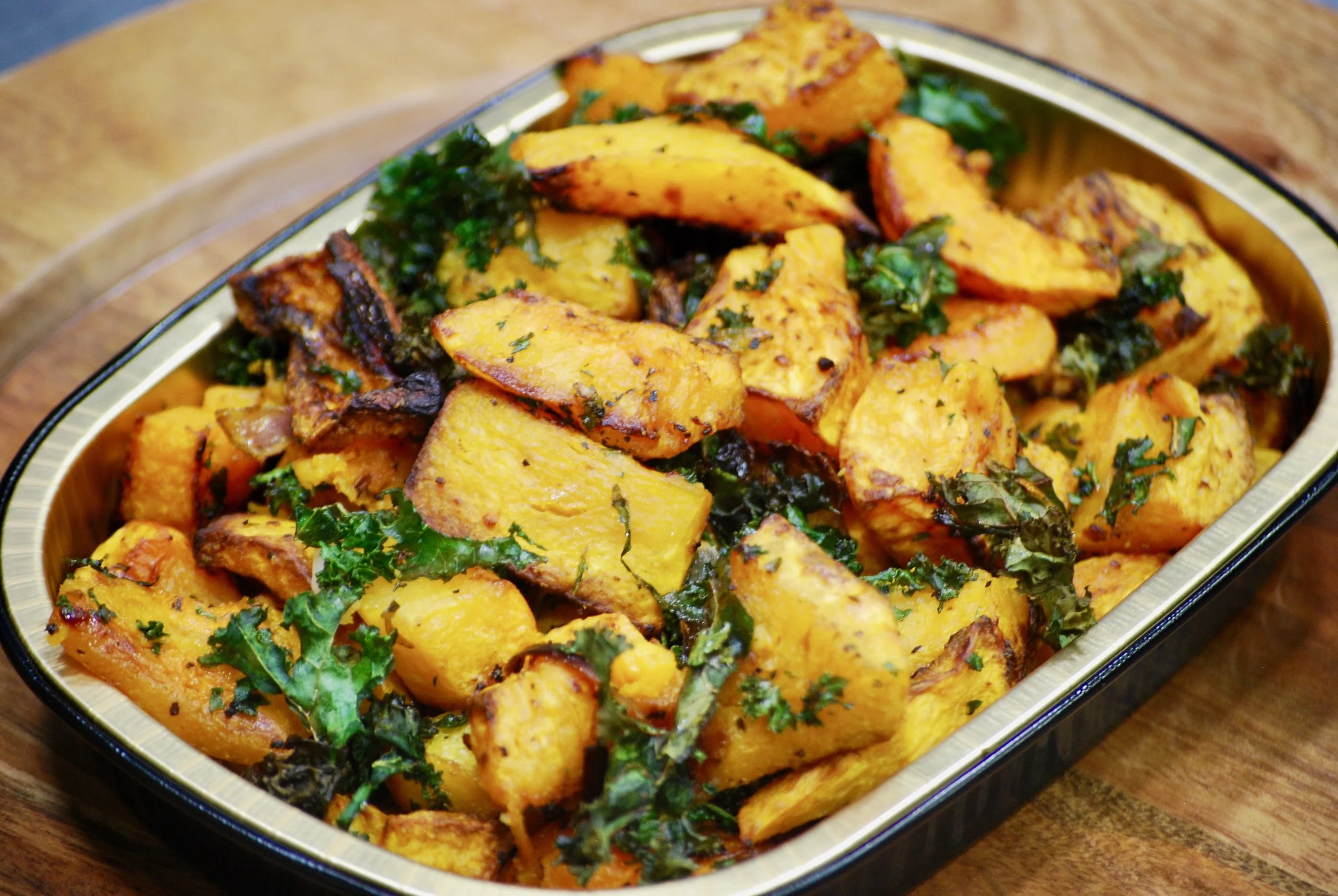 Roasted Butternut with Shallots and Kale