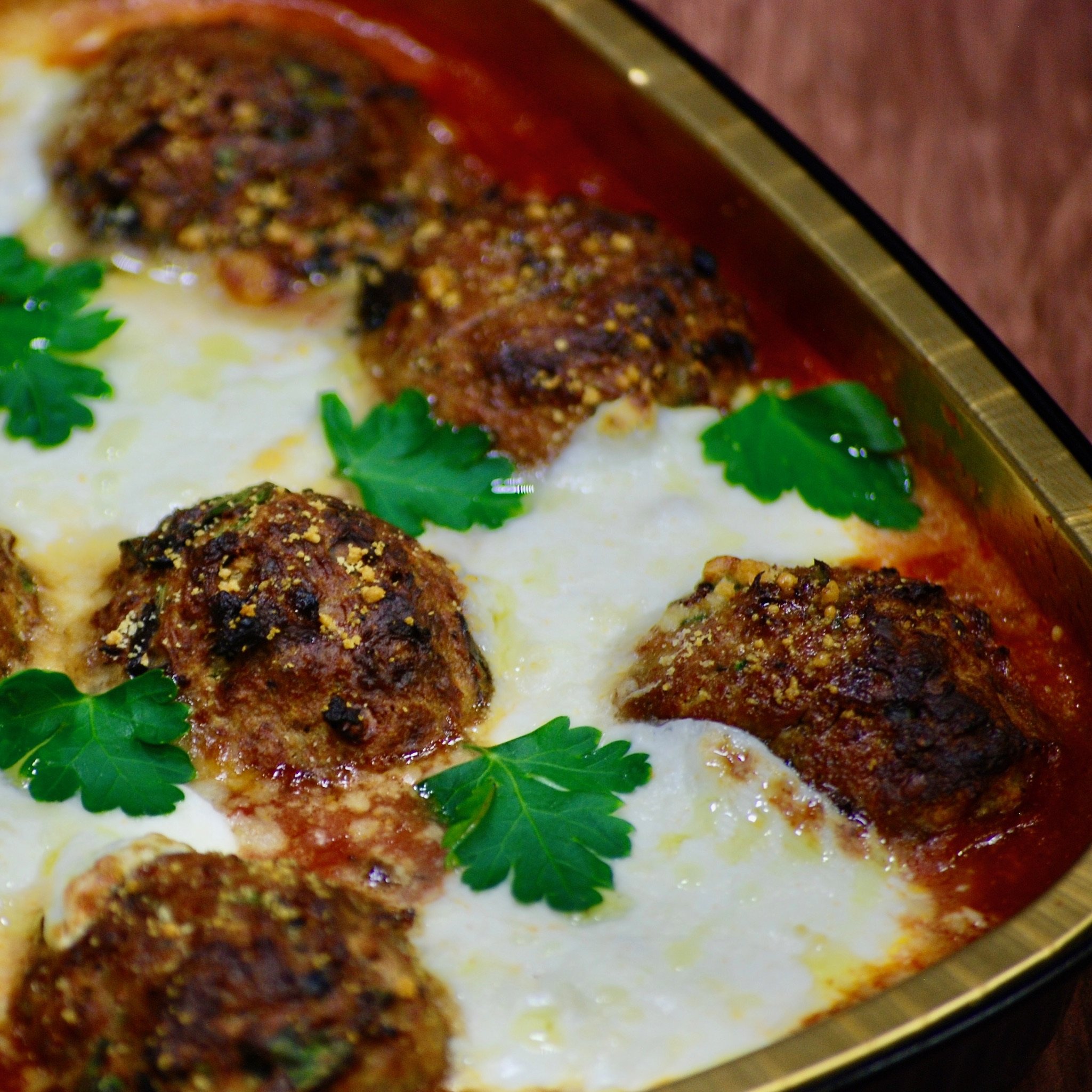 Vegetarian Eggplant Meatballs with Ricotta & Fresh Tomato Sauce