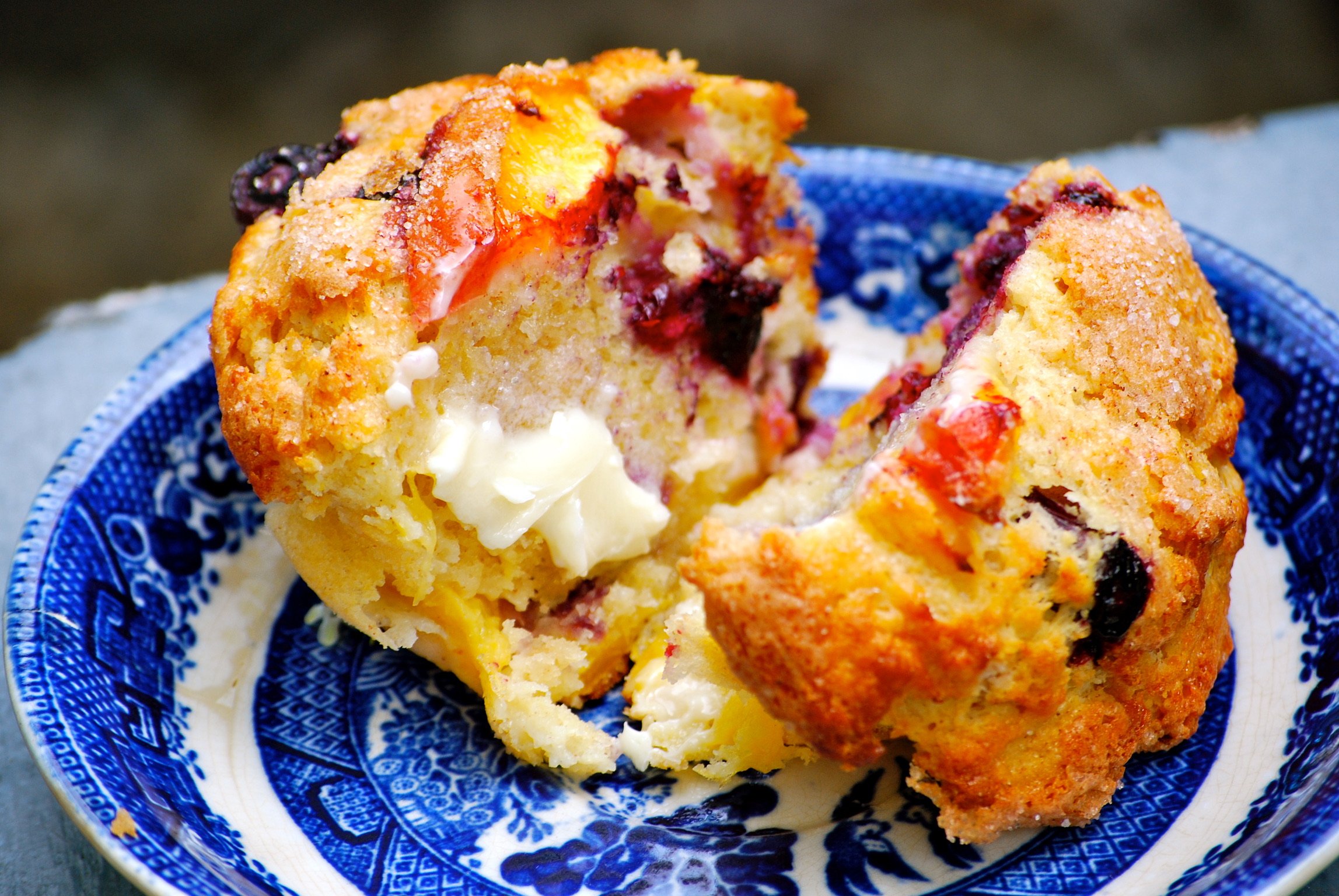 Lisa's Blueberry Peach Muffins