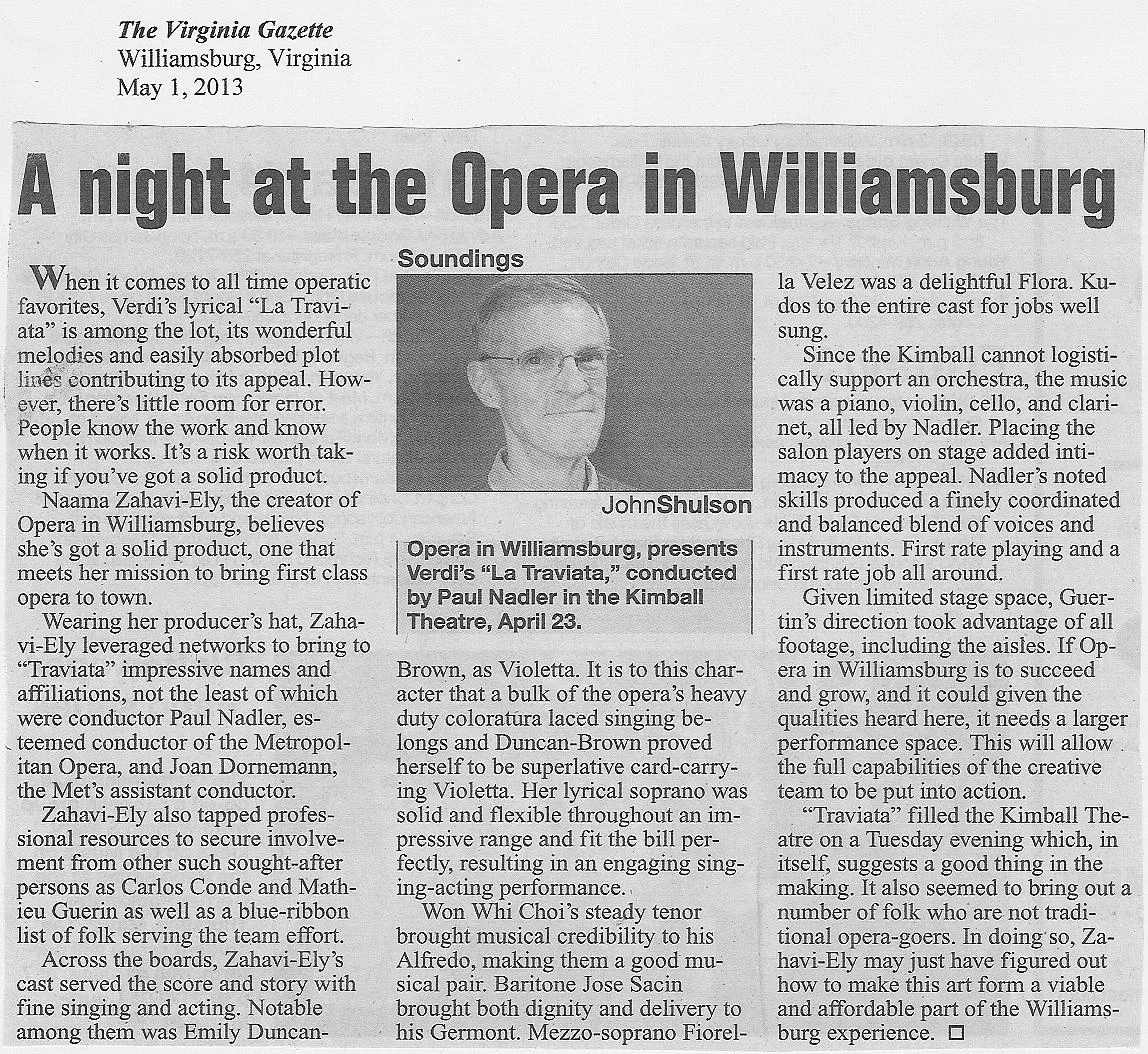 A review by John Shulson in the Virginia Gazette, May 1, 2013
