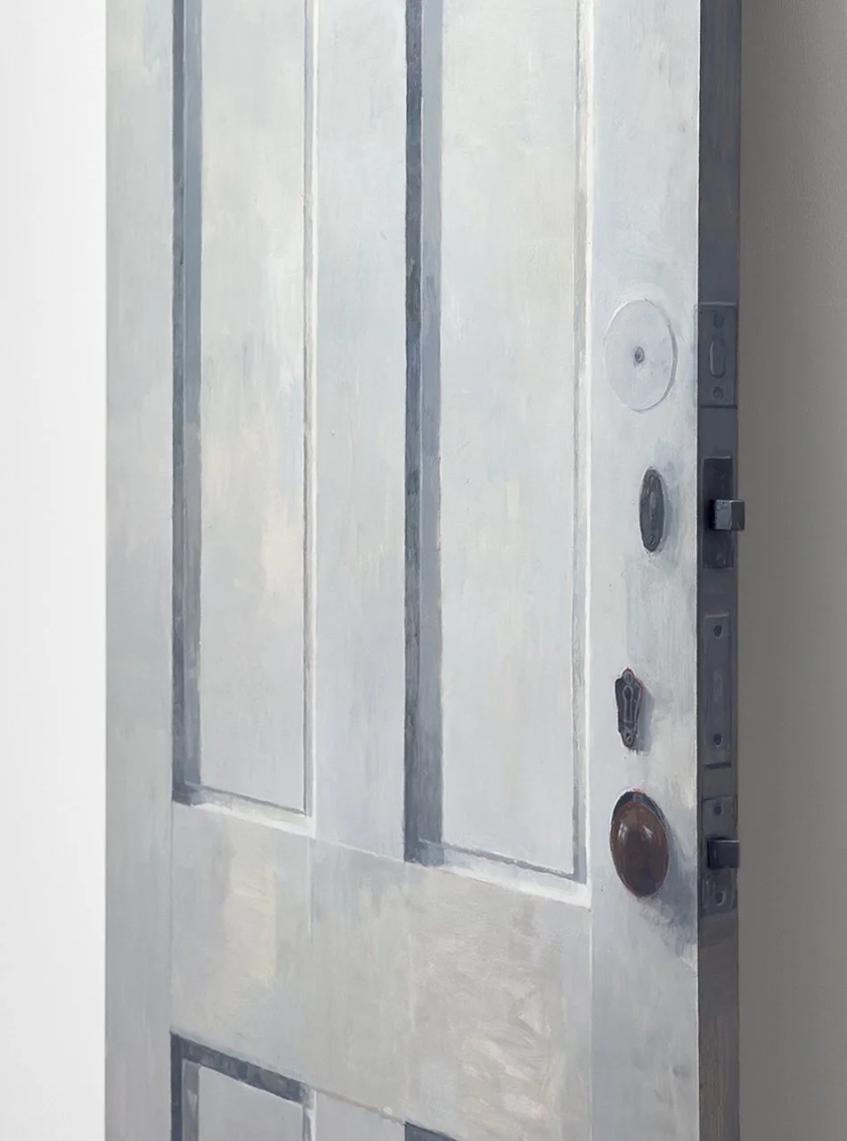    Door From The Apartment I Was Evicted    (Detail View)   Acrylic, mixed media, poplar, panel  80 × 30 × 1.5 in. 