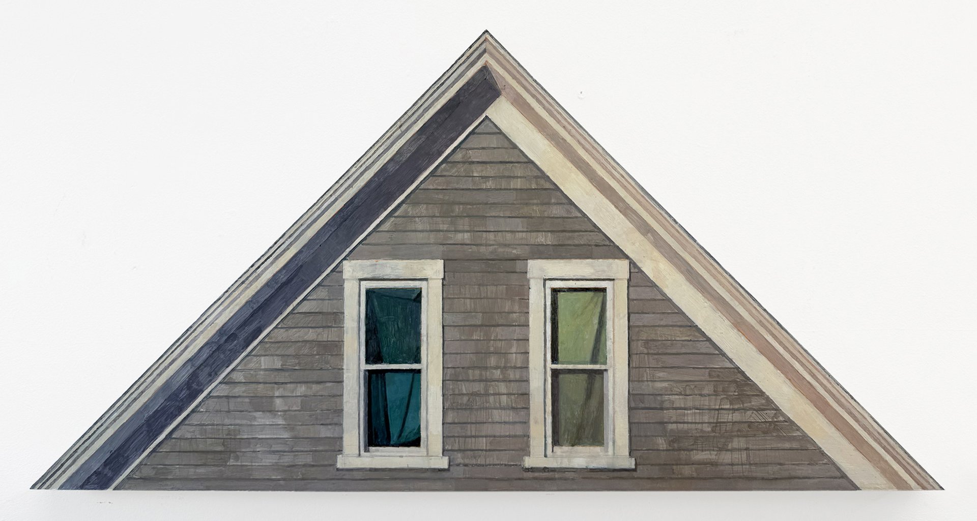    Green Curtains    Acrylic on constructed panel, 42 x 21 in. 